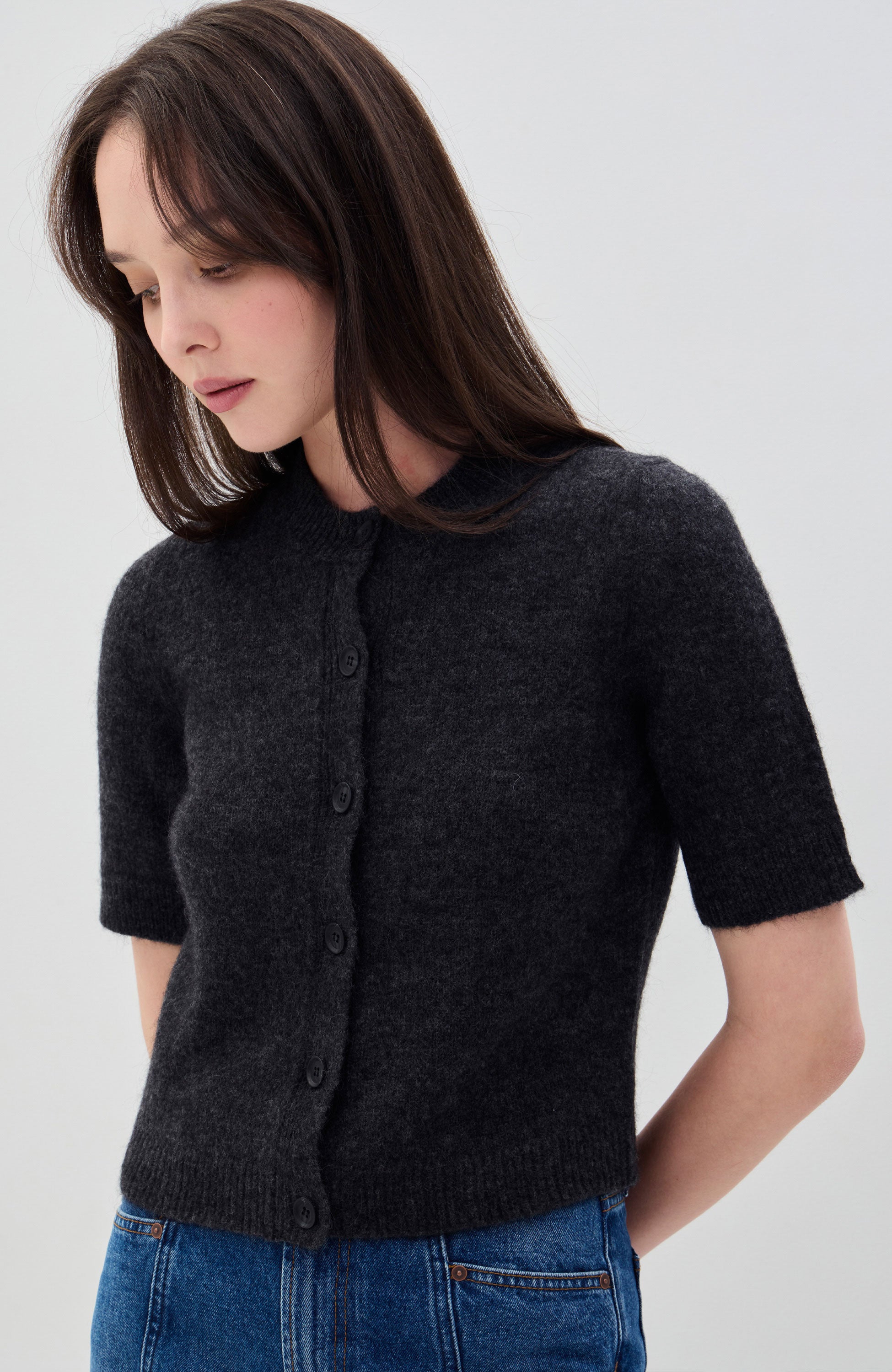 House of dagmar Grey Brushed cardigan top image 6