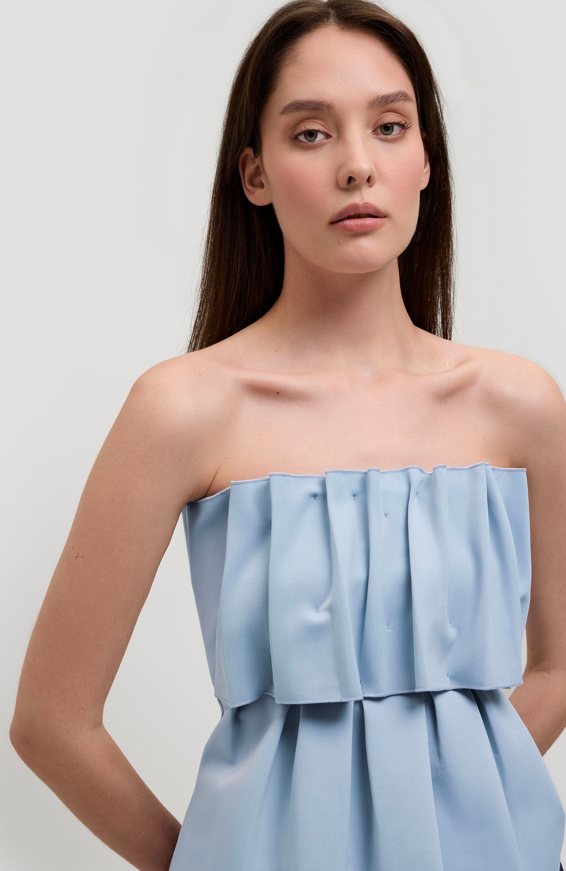 House of dagmar Blue Sculpted tube top image 5