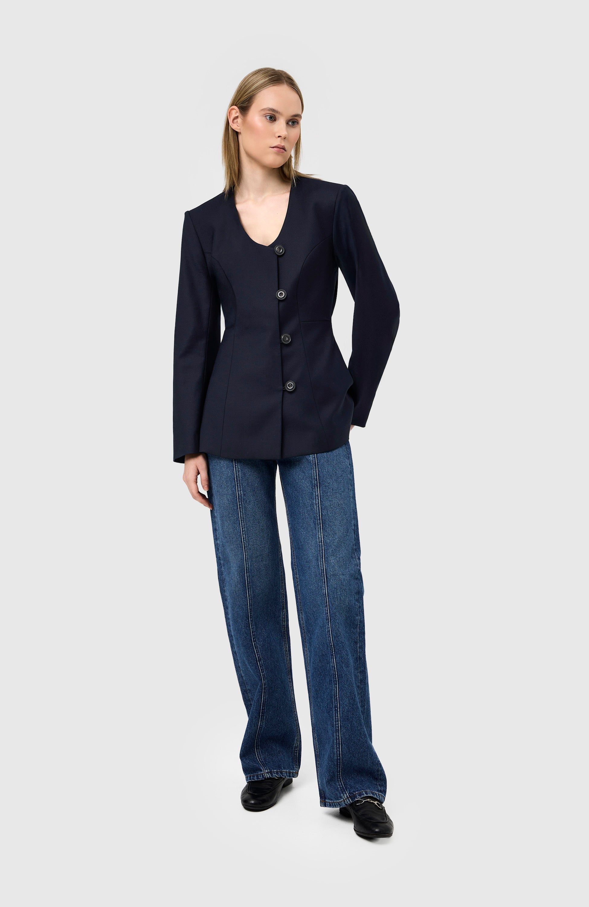 House of dagmar Navy Collarless blazer image 7