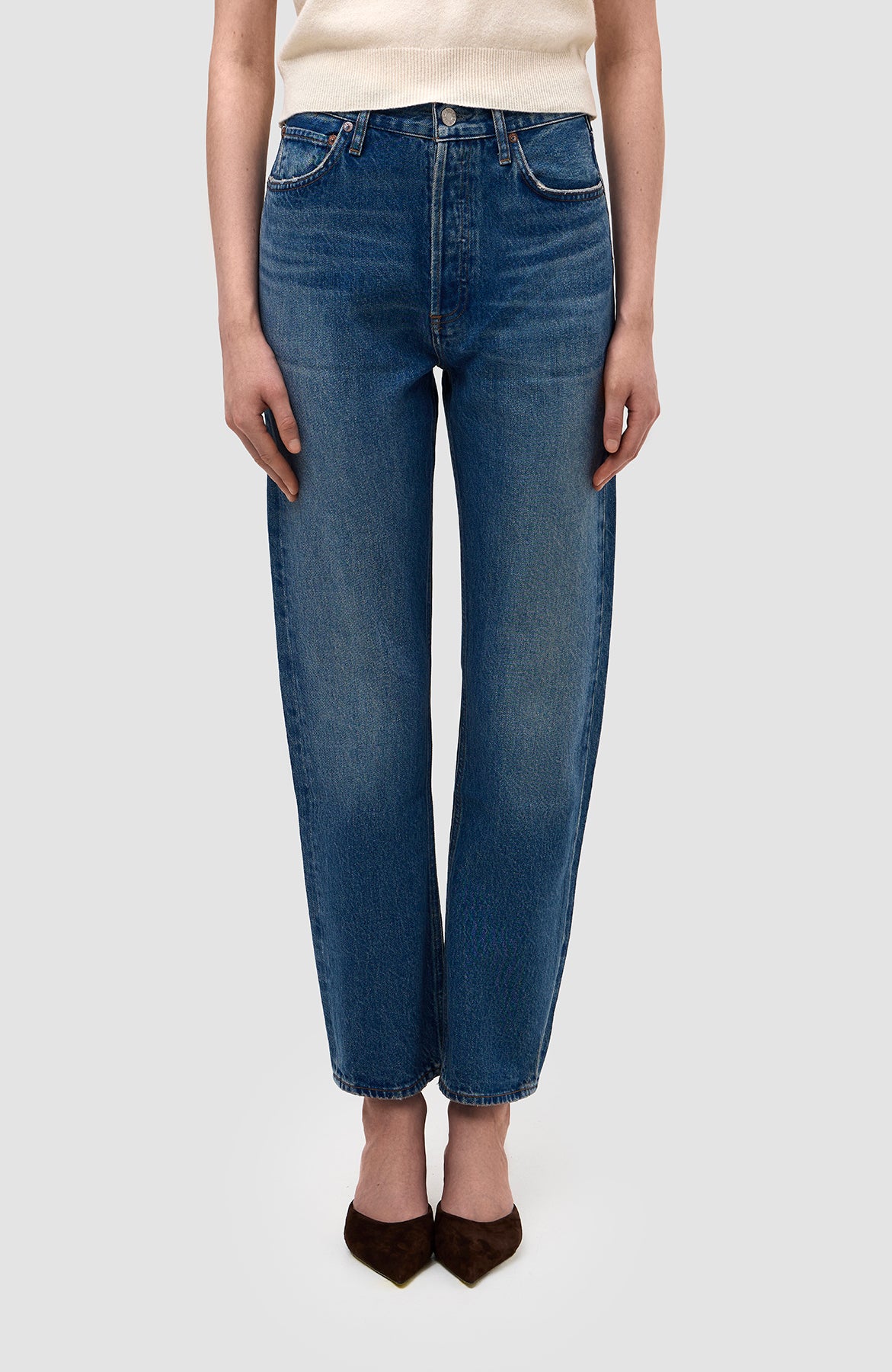 Agolde Blue High rise straight 90's pinch waist image 3