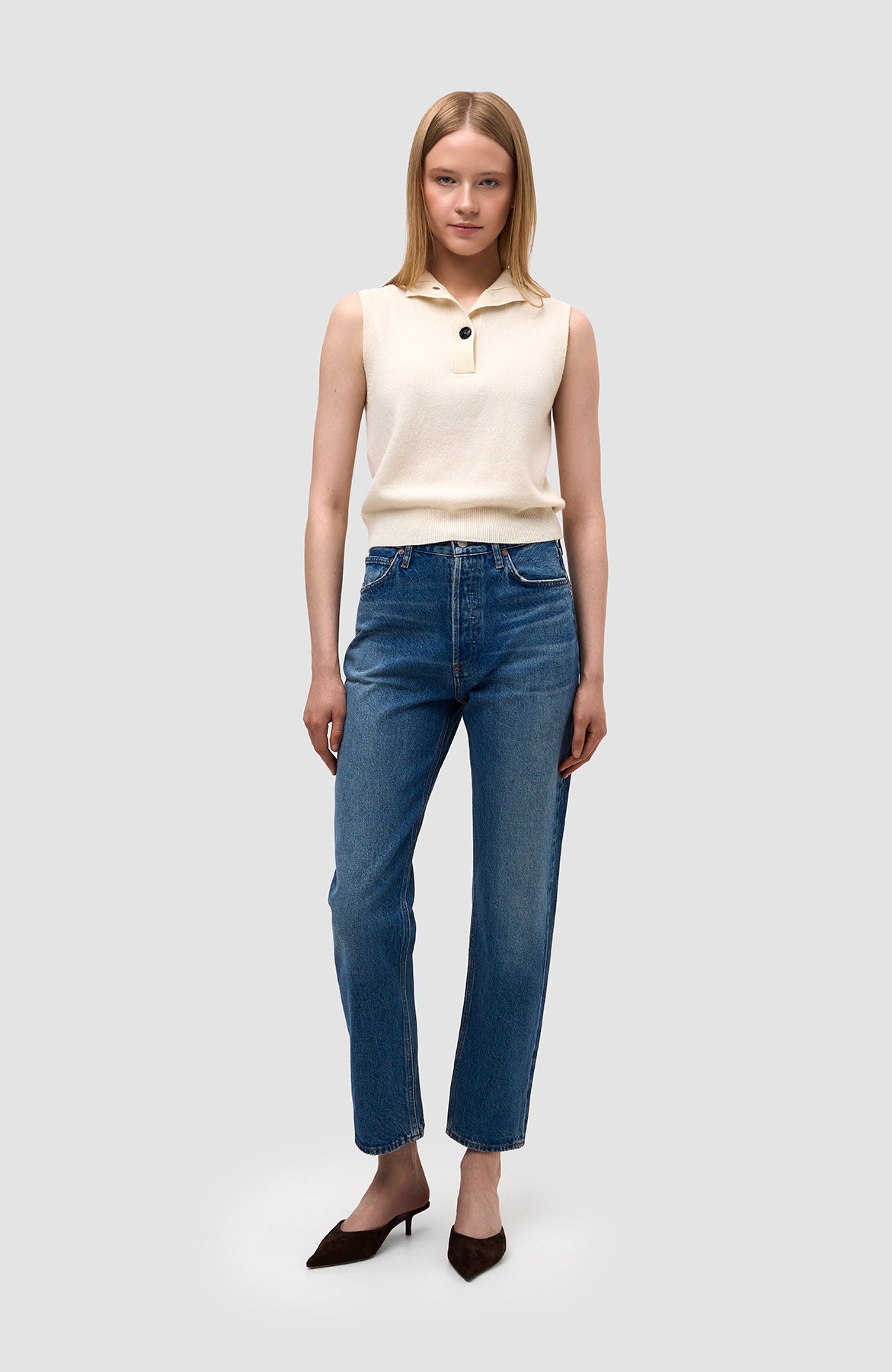 Agolde Blue High rise straight 90's pinch waist image 2