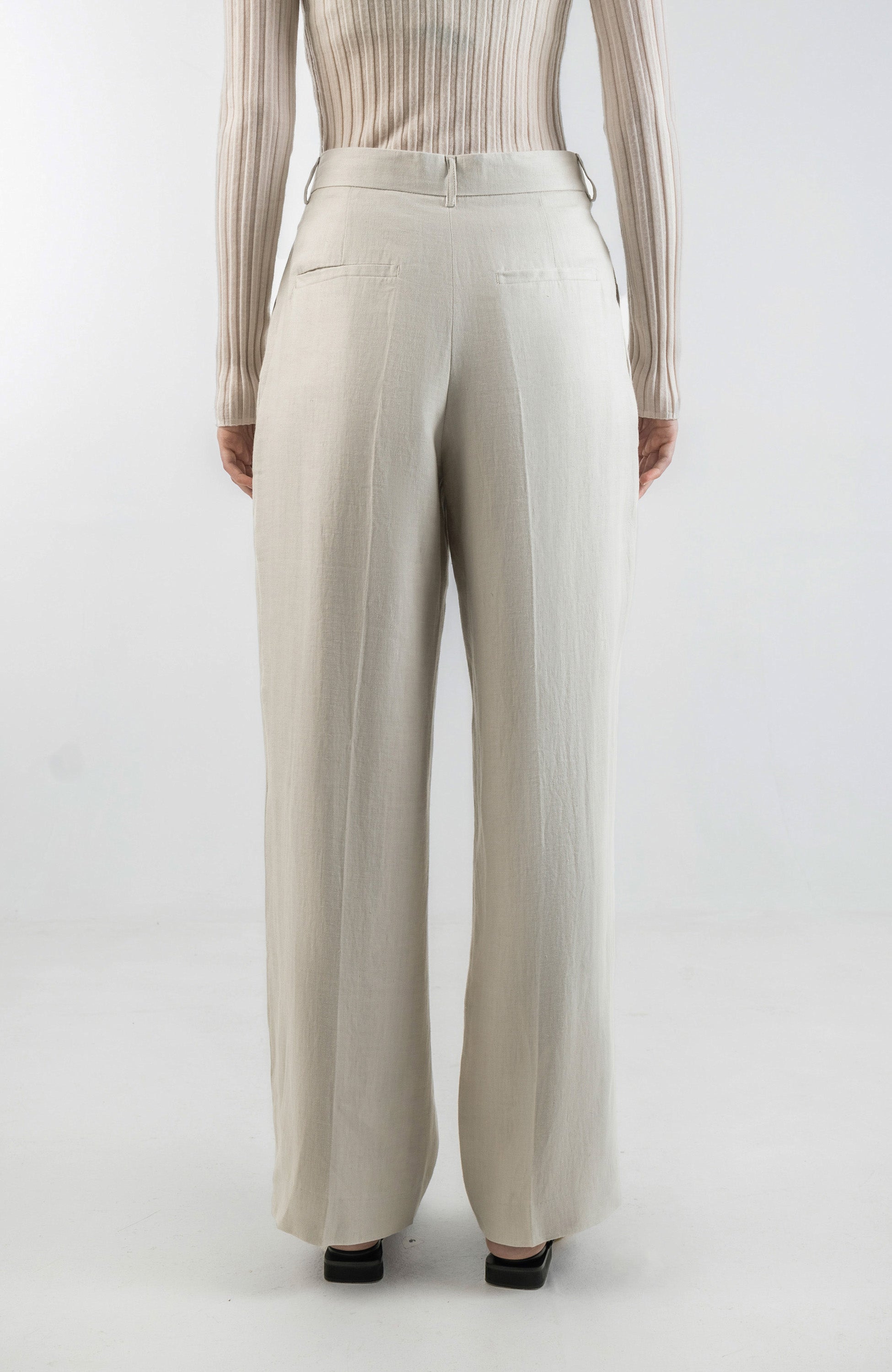Linen wide suit trousers