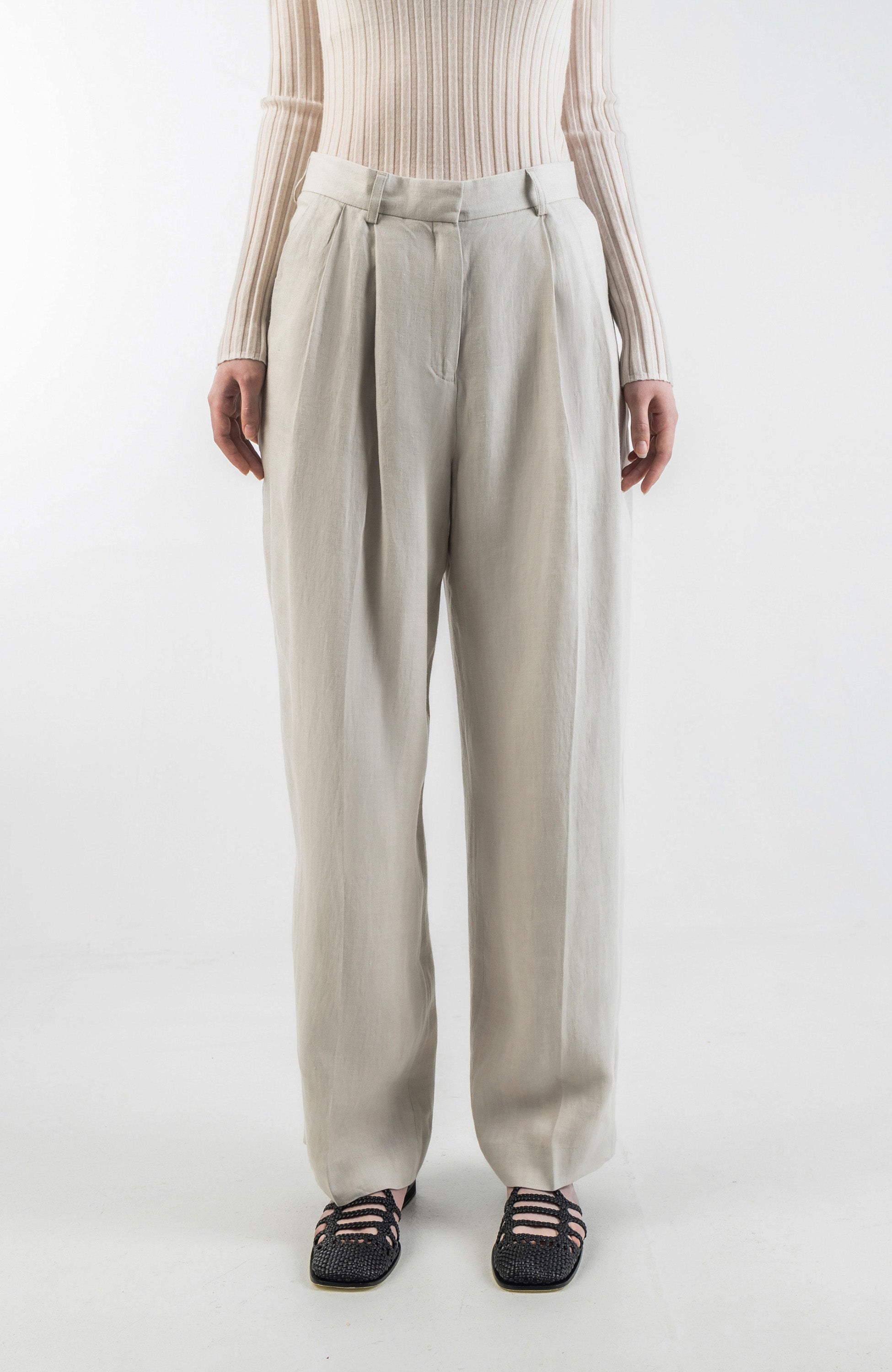 Linen wide suit trousers