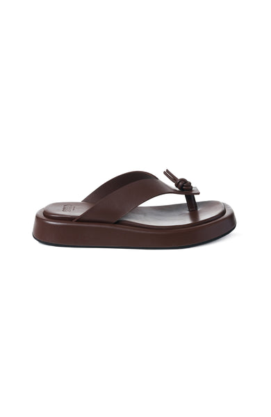 Chunky-sole leather flip flop