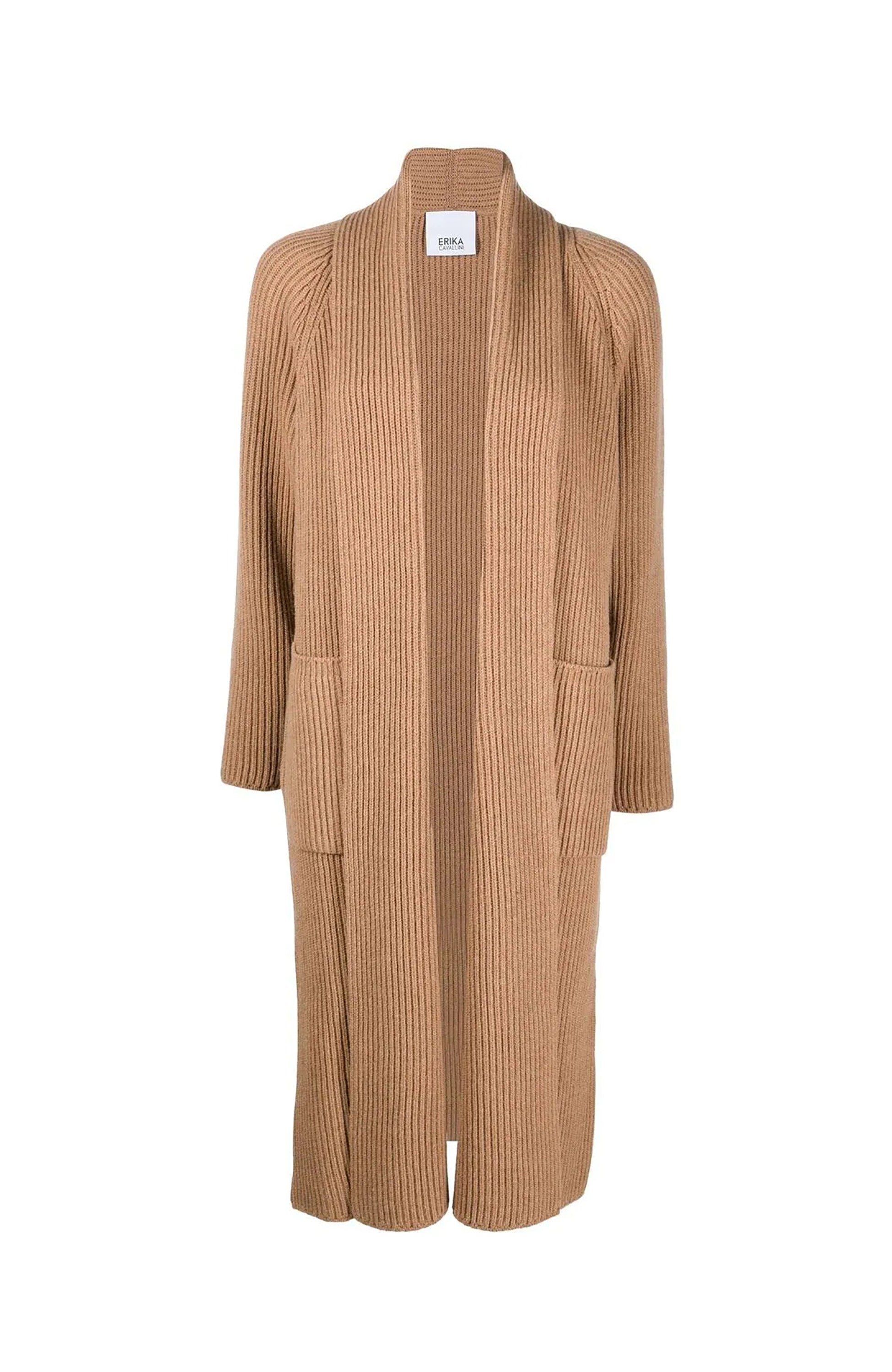 Long-length knitted cardigan