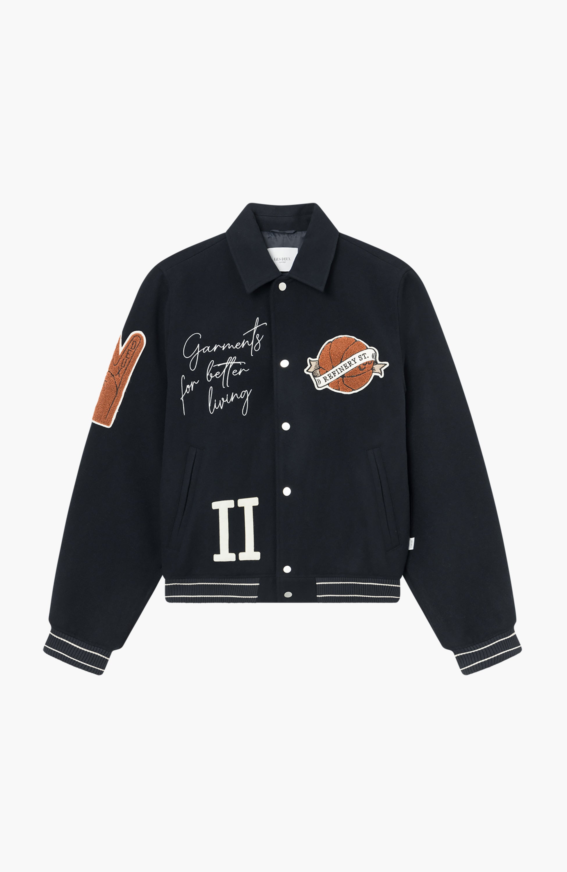 Patched varsity wool jacket