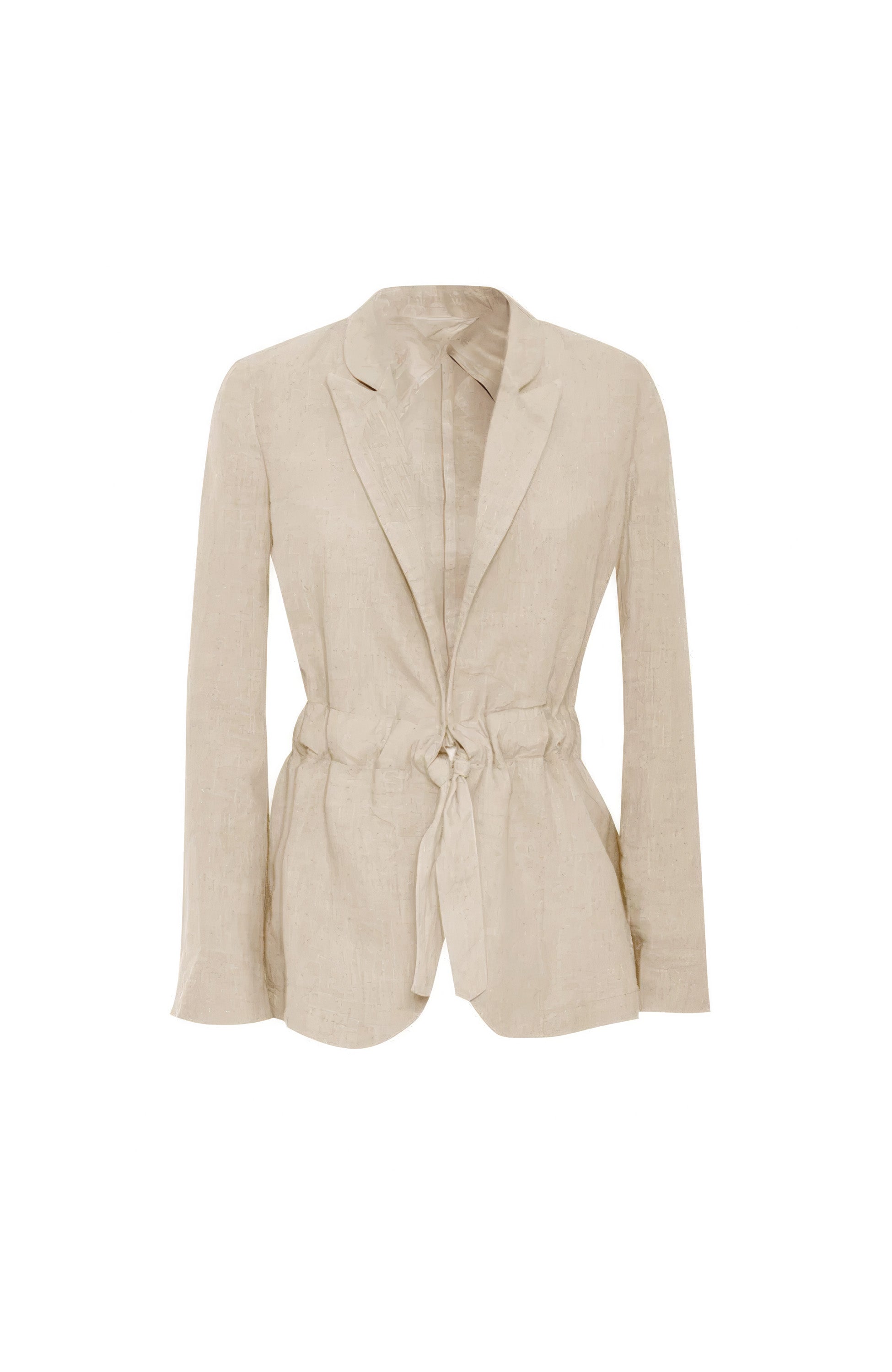 120% lino Beige Belt drawstring linen jacket image 9