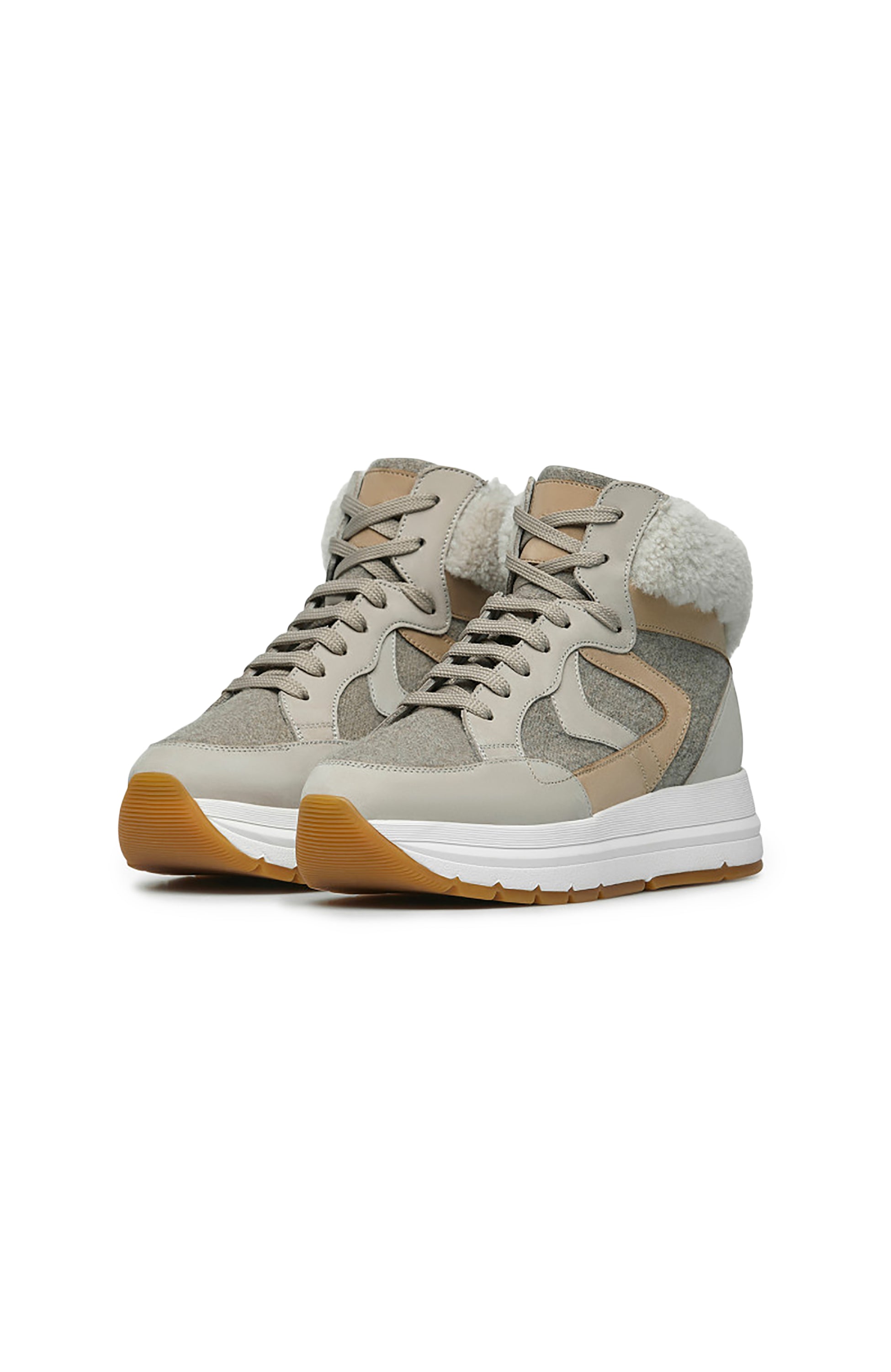 Voile blanche Beige High fur-lined sneakers maran flash image 3