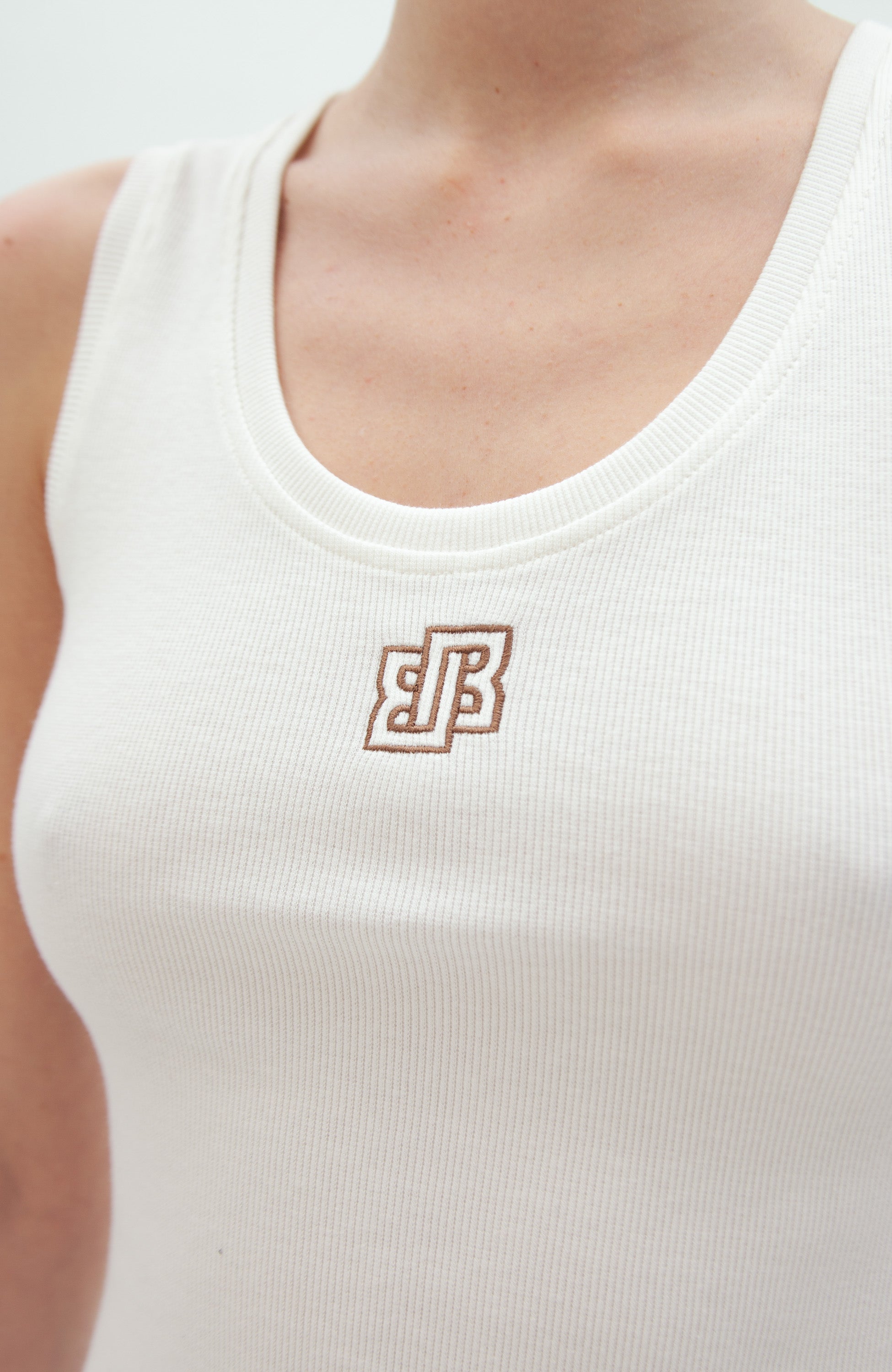Logo-embroidered ribbed top