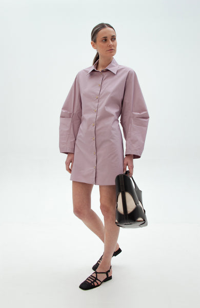 Puff-sleeve open-back dress