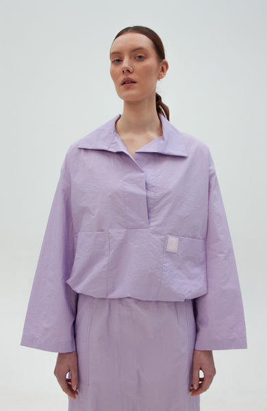 Drawstring poloneck top