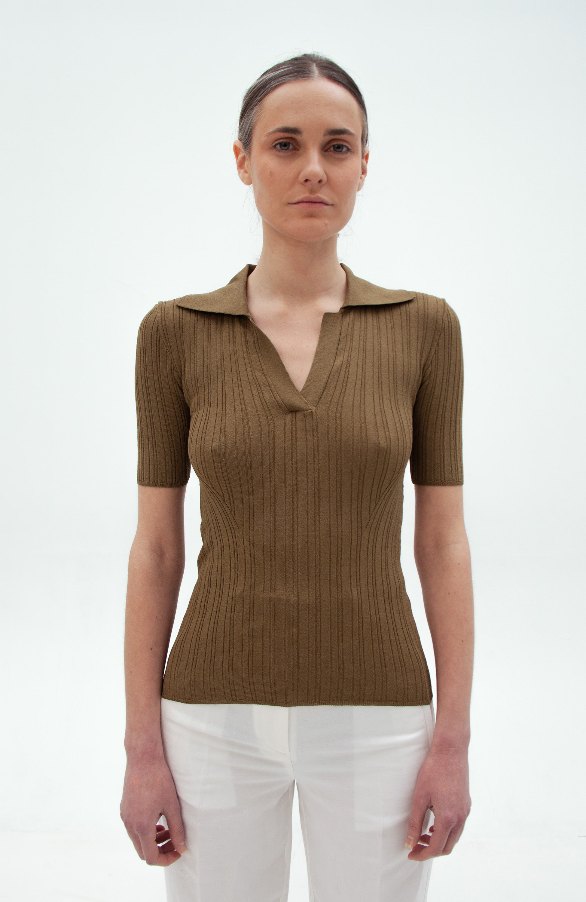 Ribbed poloneck top