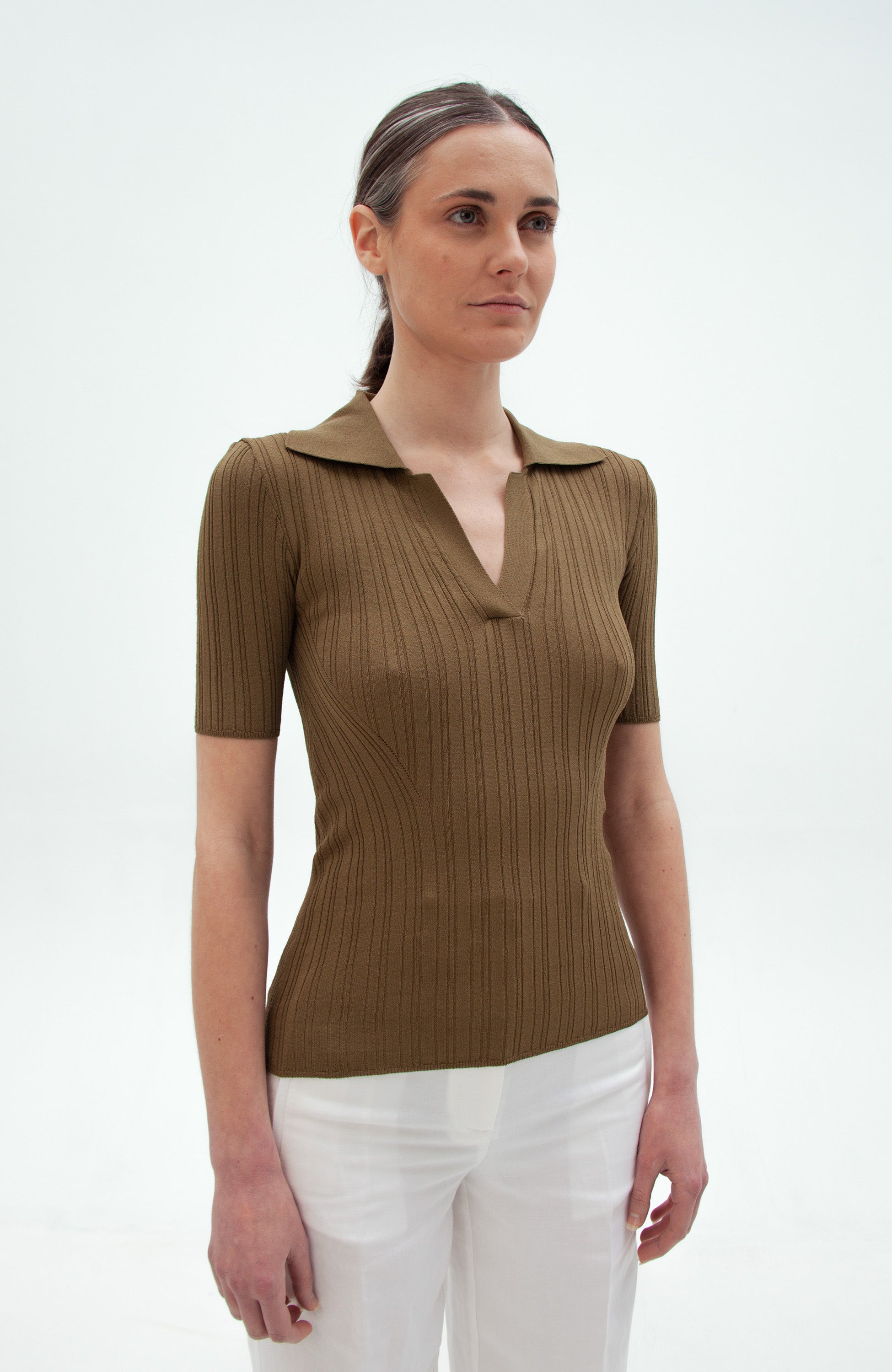 Ribbed poloneck top