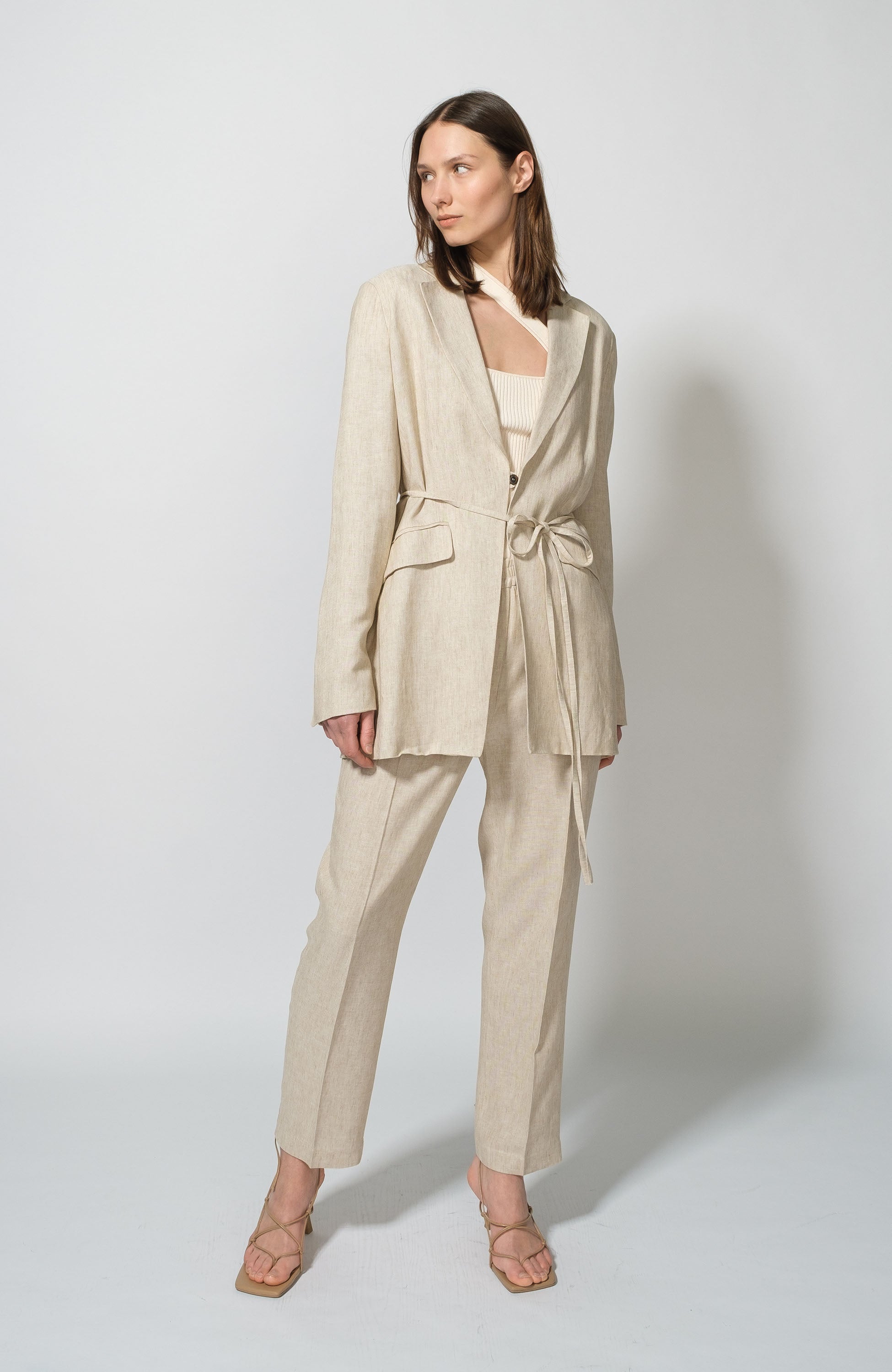 Straight linen trousers