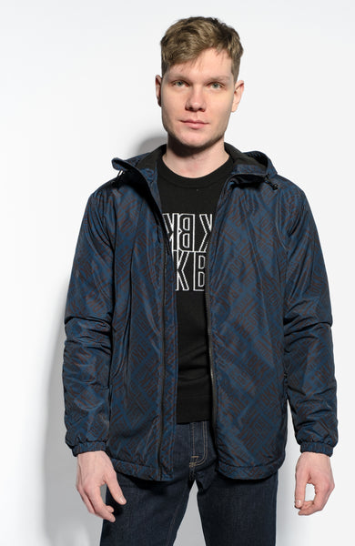 Logo-pattern fleece jacket