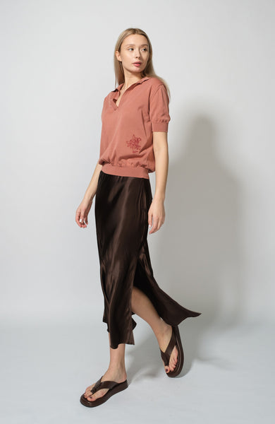 Satin midi skirt