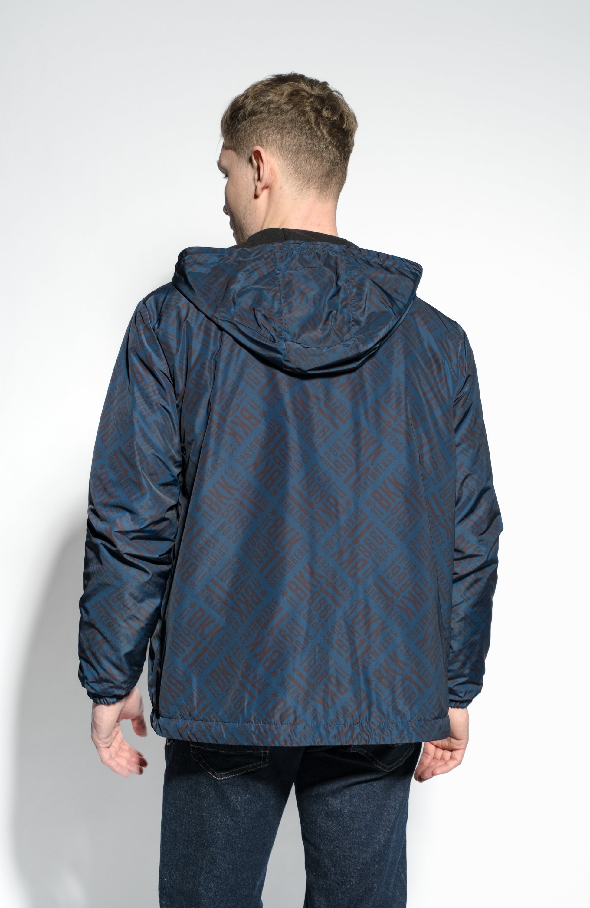 Logo-pattern fleece jacket