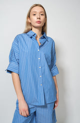 Striped short-sleeve blouse