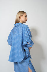 Striped short-sleeve blouse