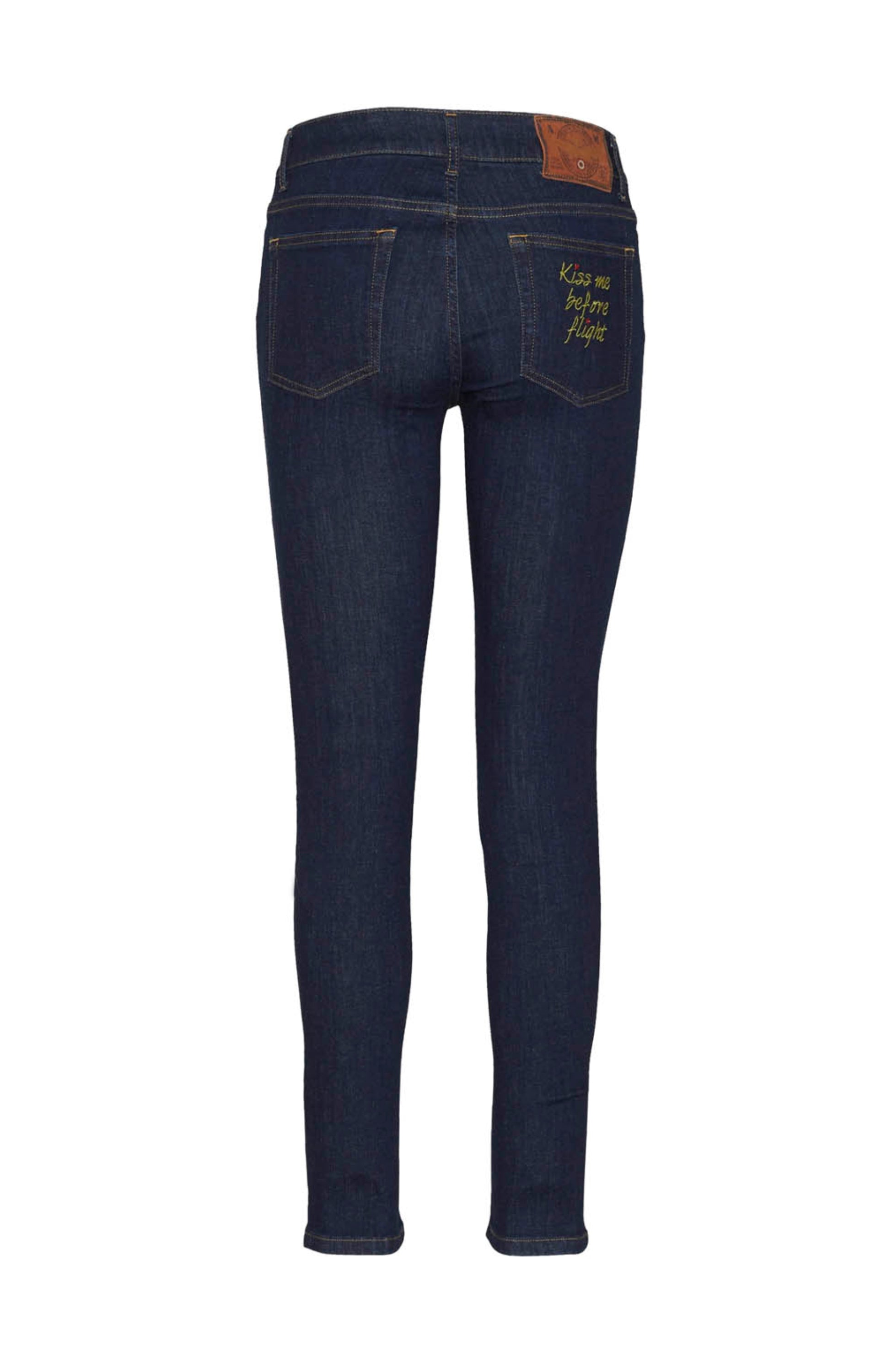 Pocket-embroidered skinny jeans