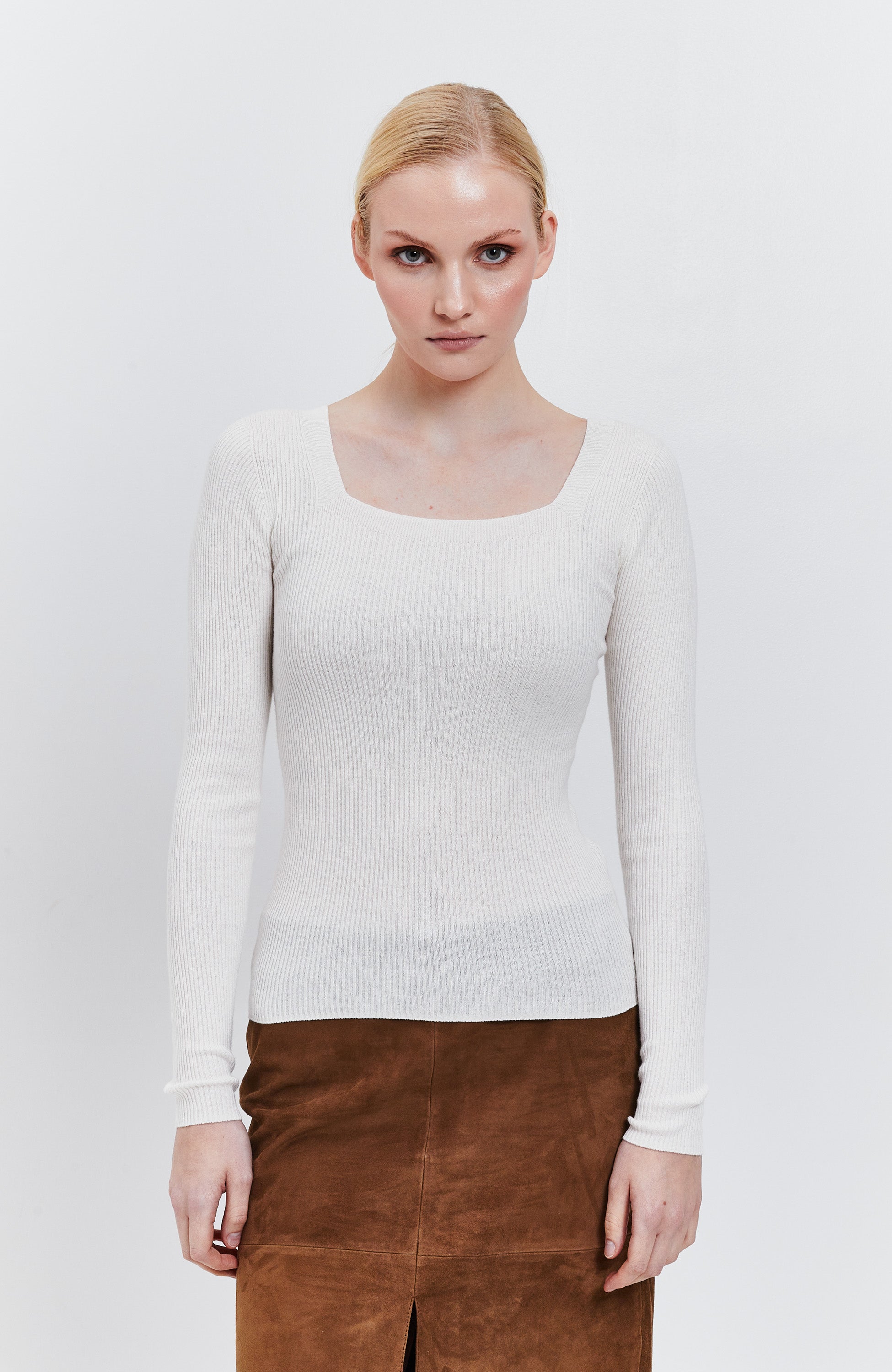 Square-neck ribbed top EVELINA
