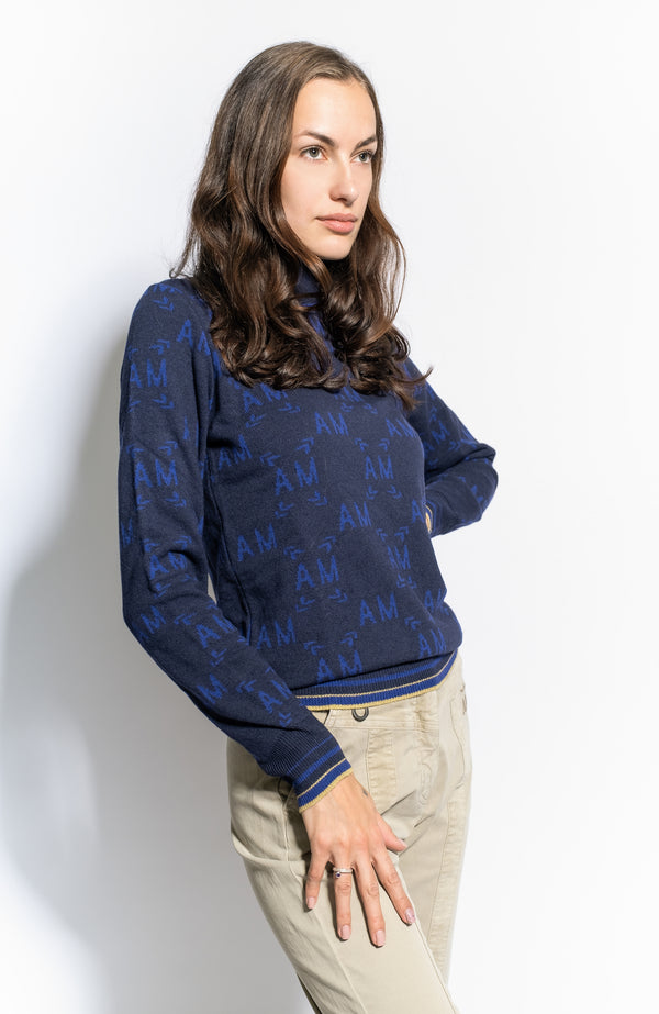 Wool sweater with logo pattern AERONAUTICA MILITARE for women