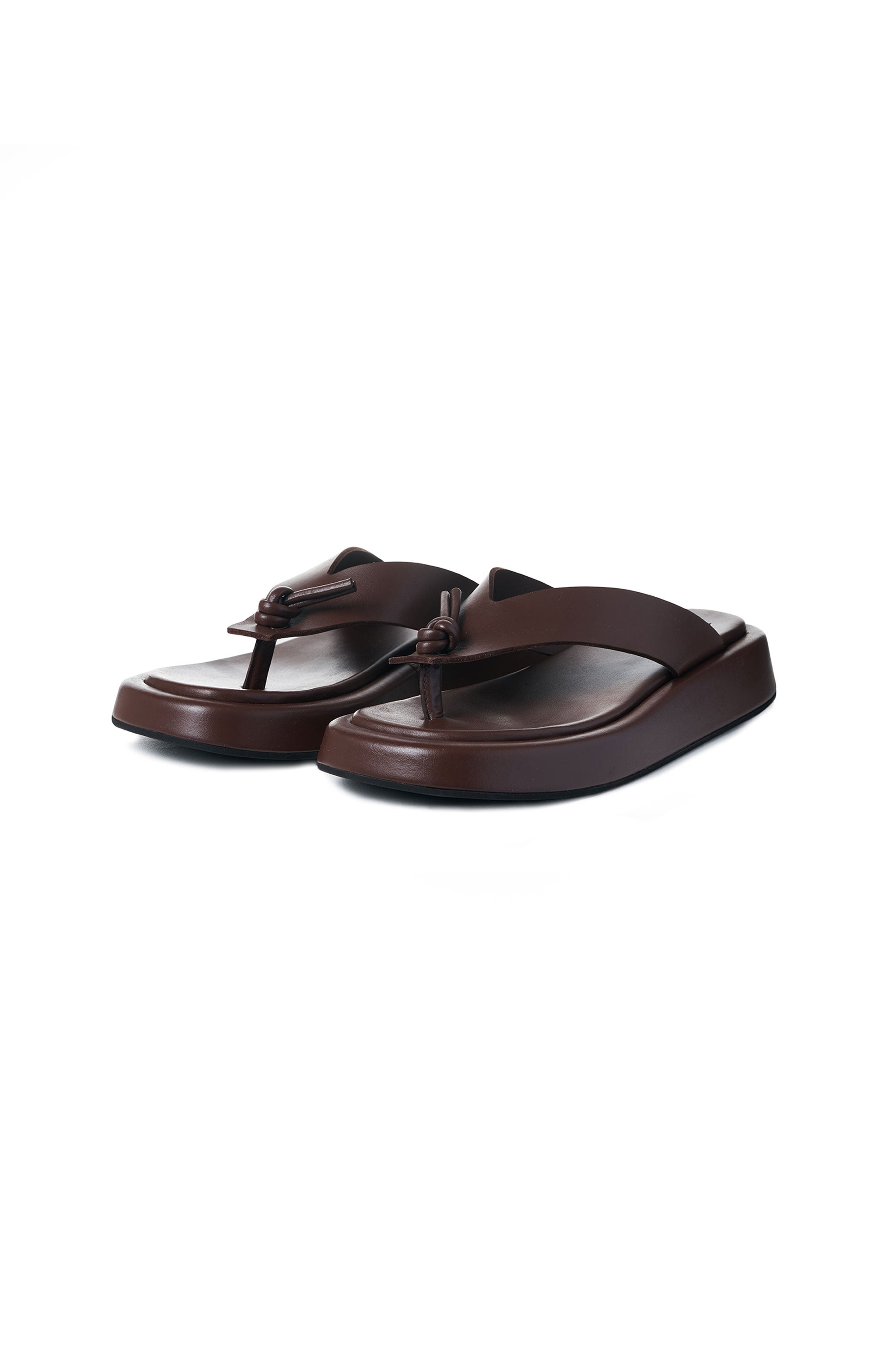 Chunky-sole leather flip flop