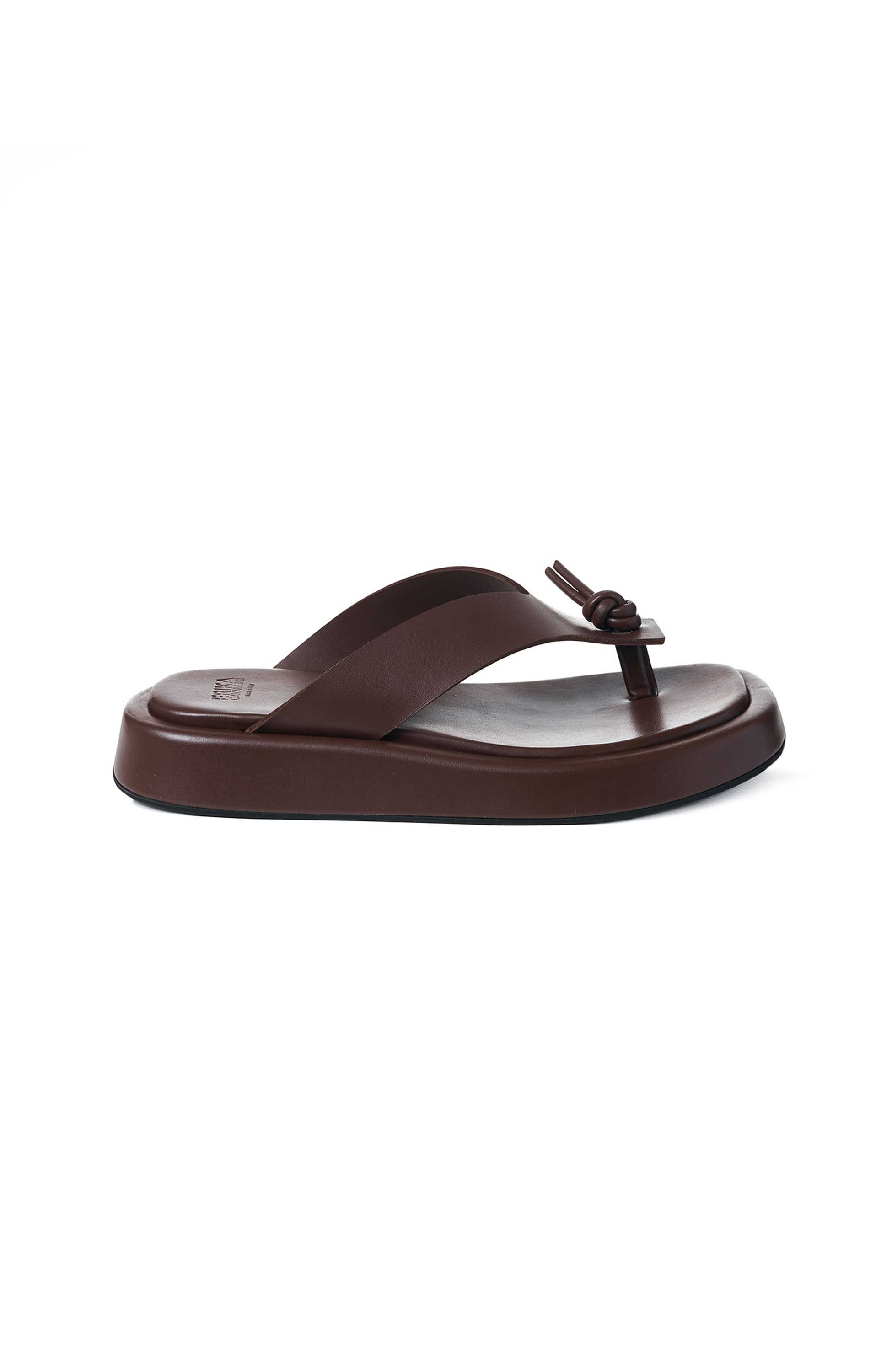 Chunky-sole leather flip flop