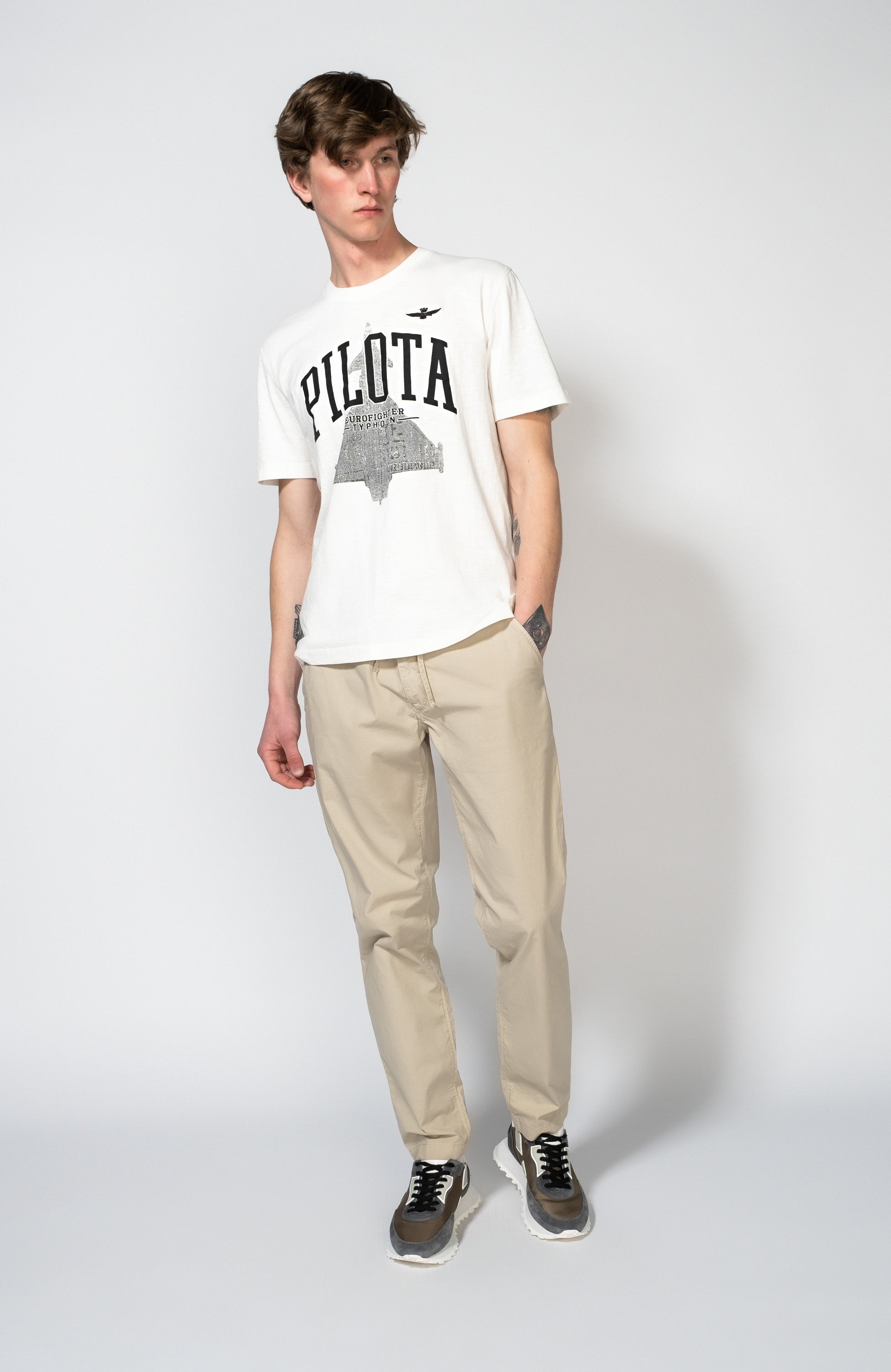 Plane-print cotton t-shirt
