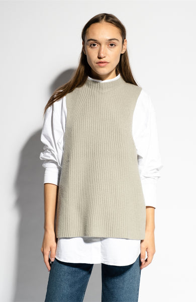 Mockneck cashmere vest
