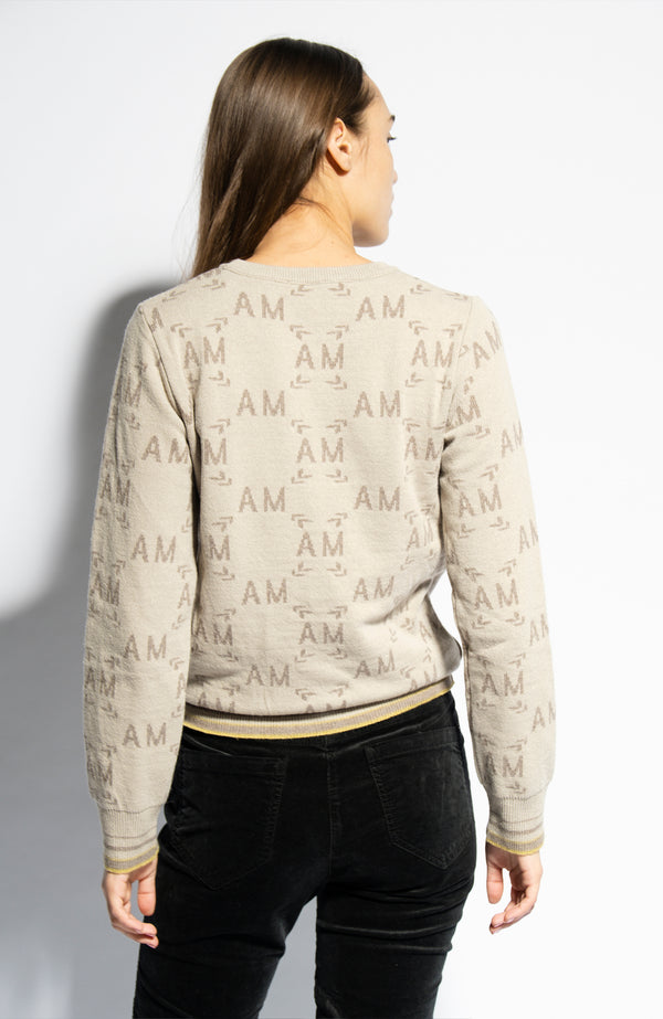 Logo-pattern roundneck sweater