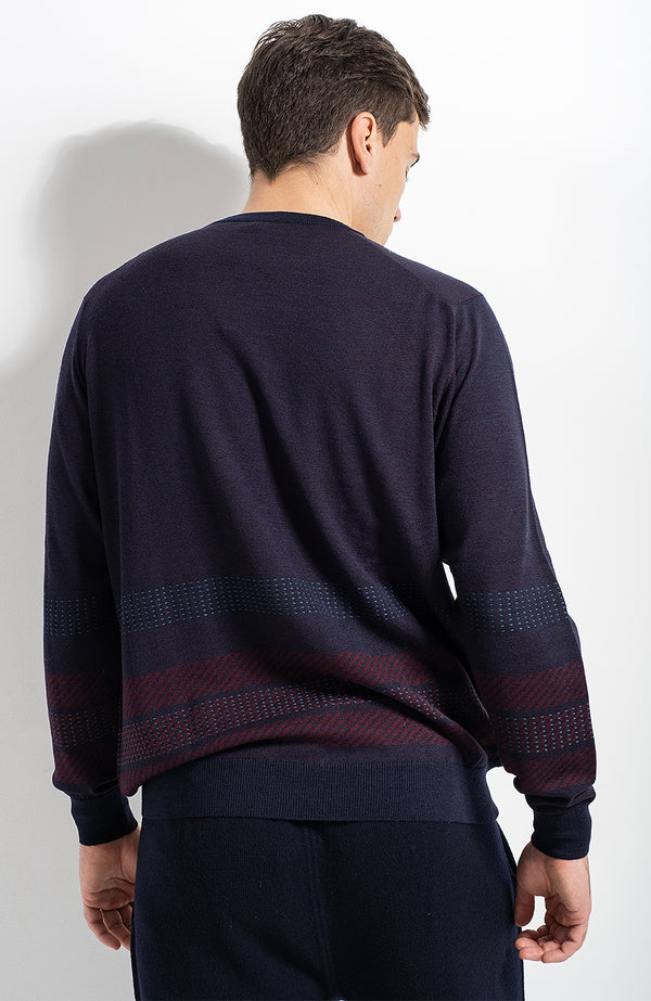 Check-pattern merino sweater
