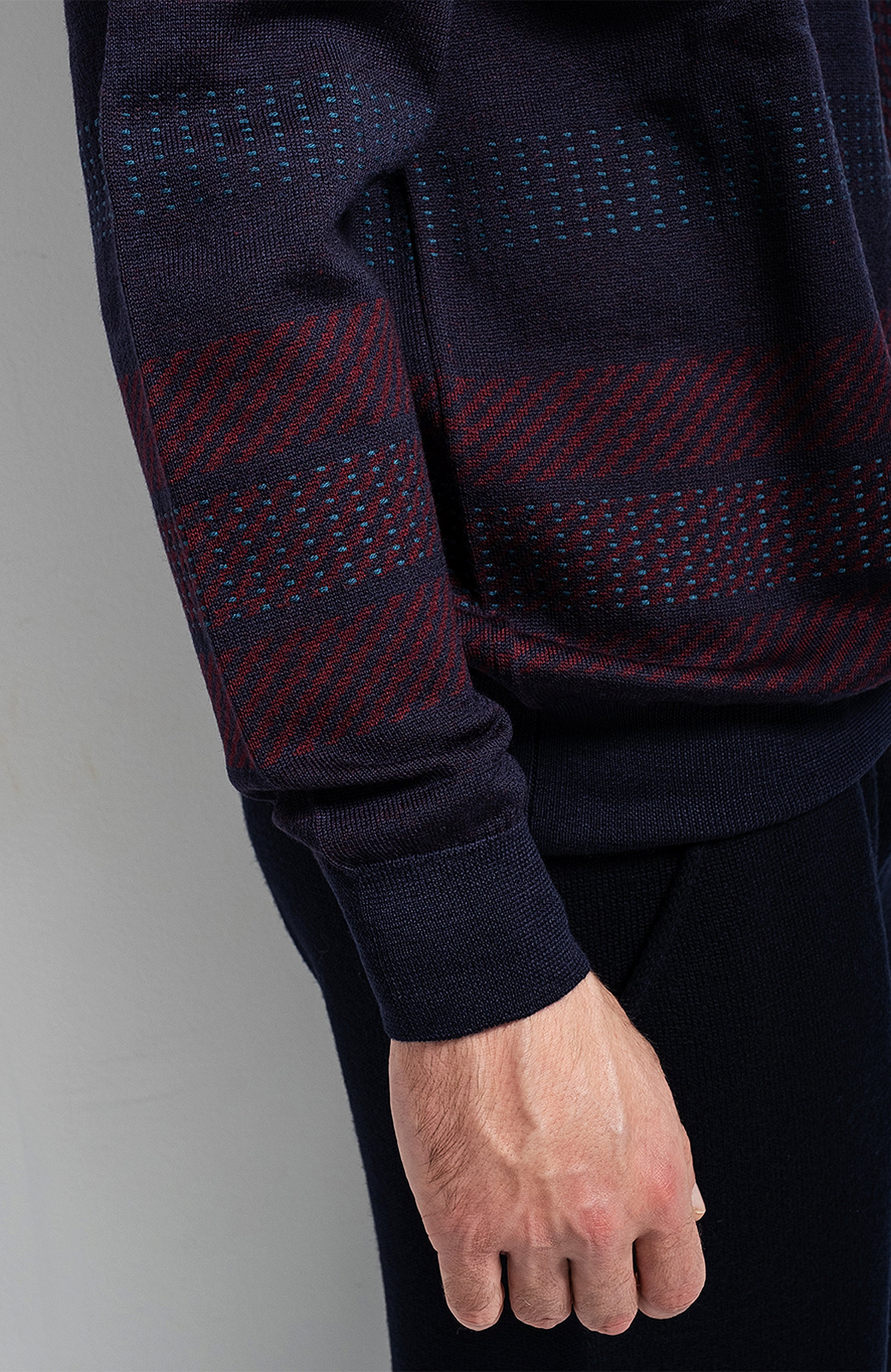 Check-pattern merino sweater