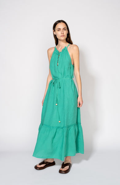 Halterneck linen maxi dress