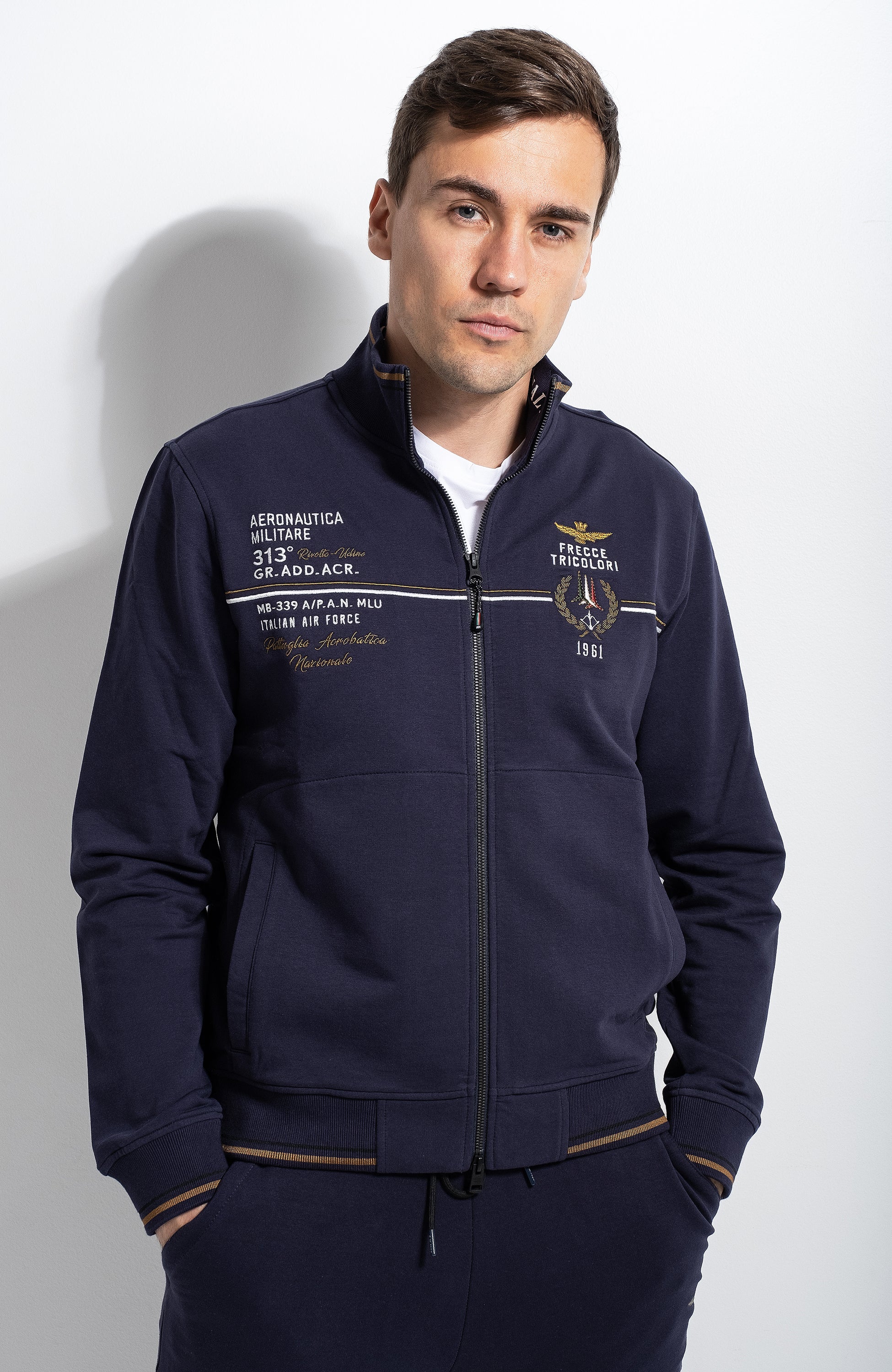 Zipped sweatshirt with embroidery AERONAUTICA MILITARE for men