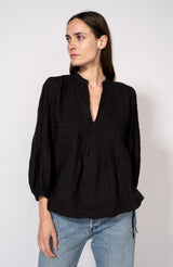 Linen puff-sleeve blouse 120% LINO