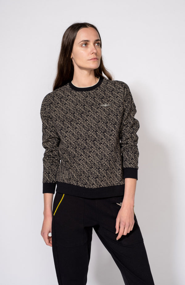 Fleece sweatshirt with logo pattern AERONAUTICA MILITARE