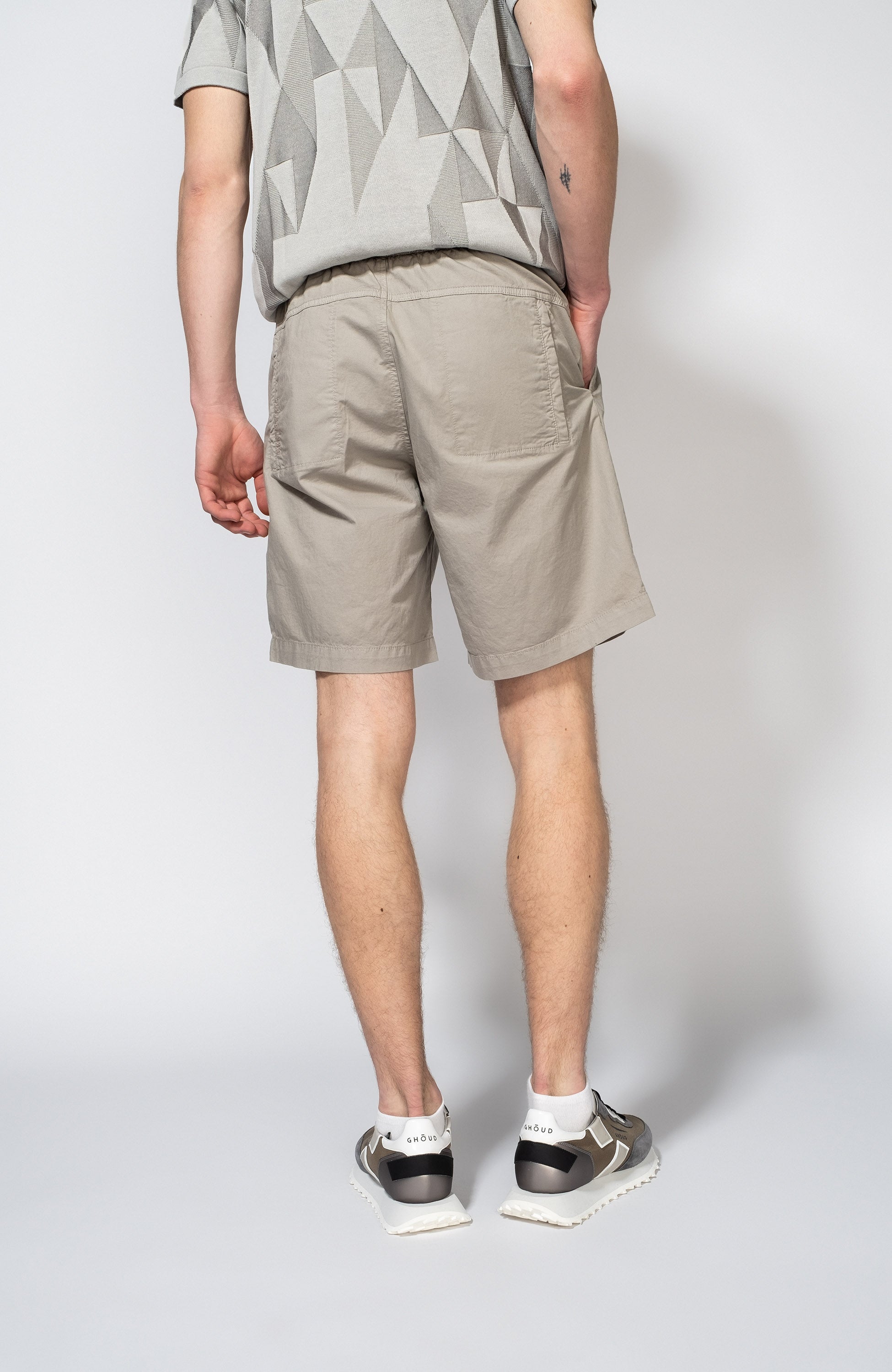 Drawstring cotton bermuda shorts