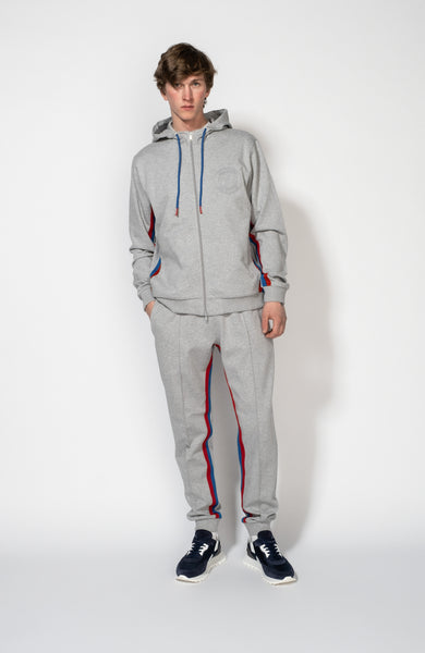 Stripe-side hooded tracksuit set