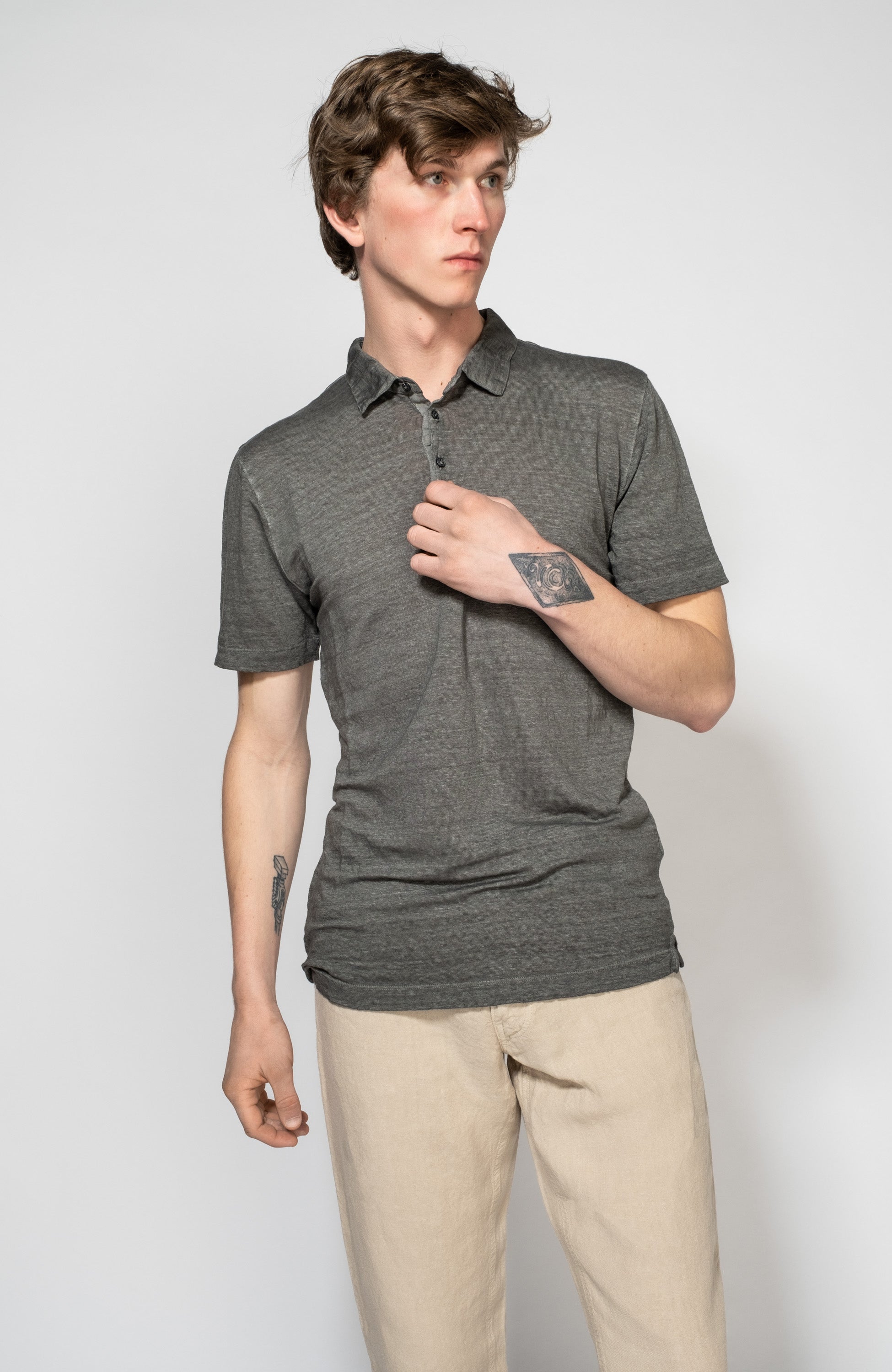 Short sleeve linen polo shirt 120% LINO for men