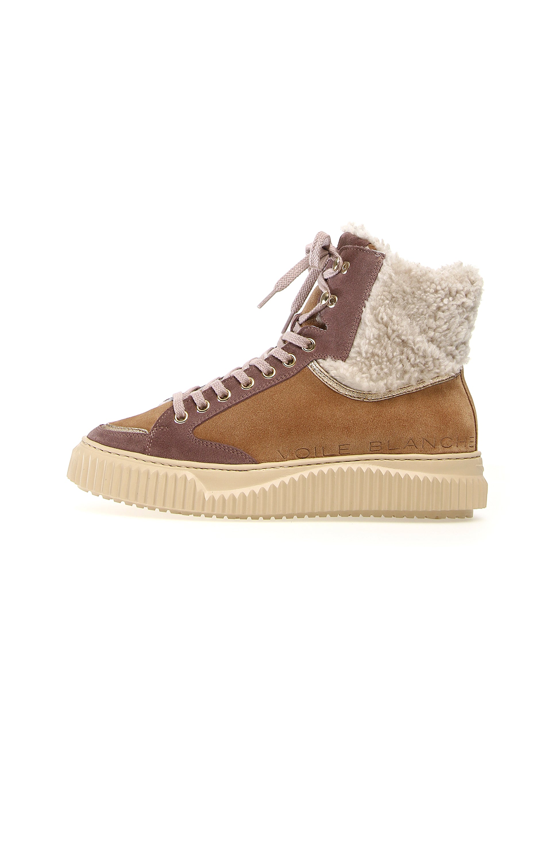 Fur suede high sneakers VOILE BLANCHE