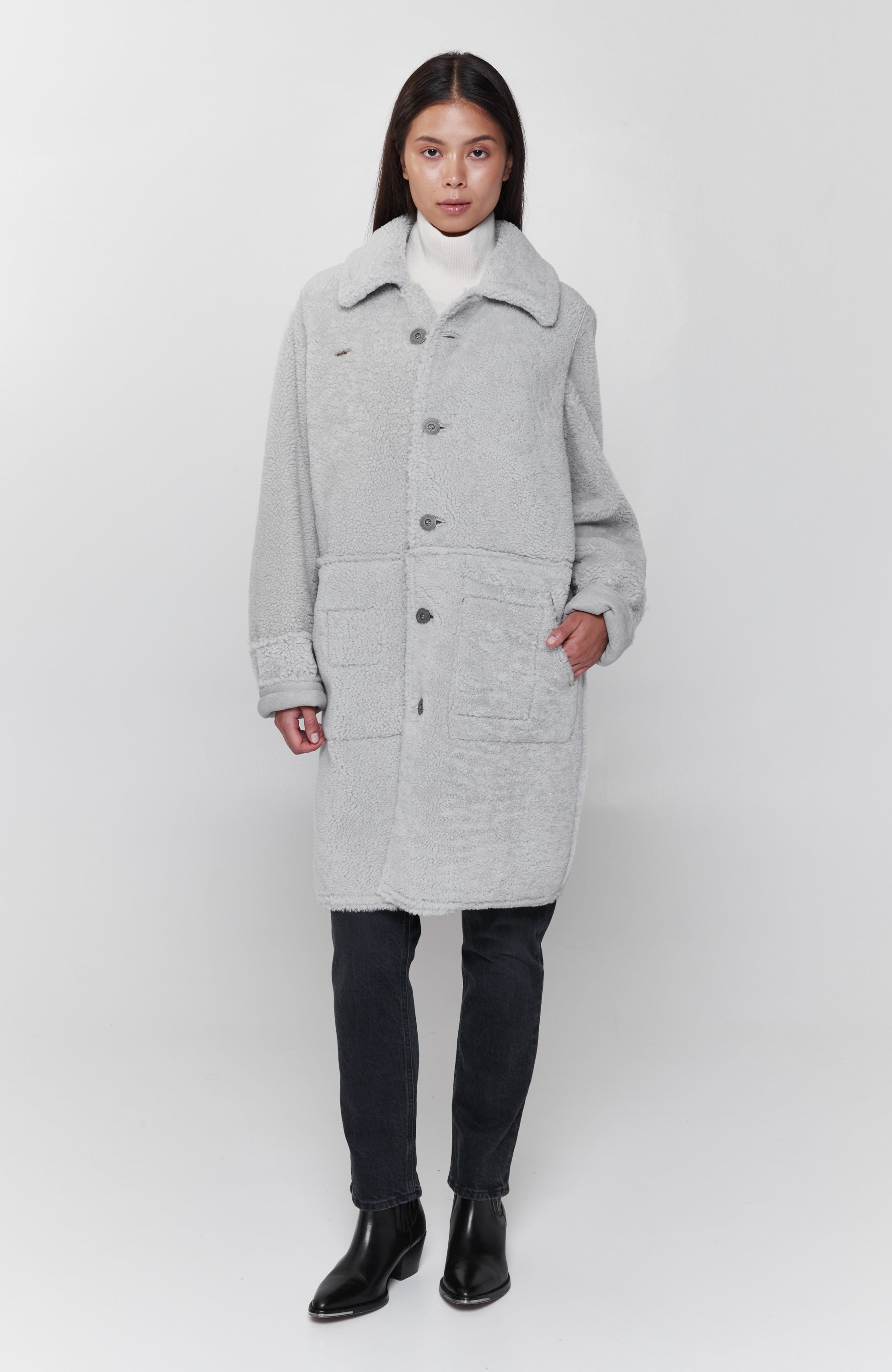 Double-side shearling coat