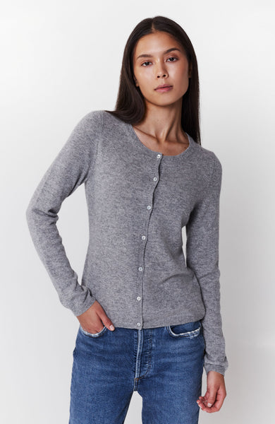 Roundneck cashmere cardigan