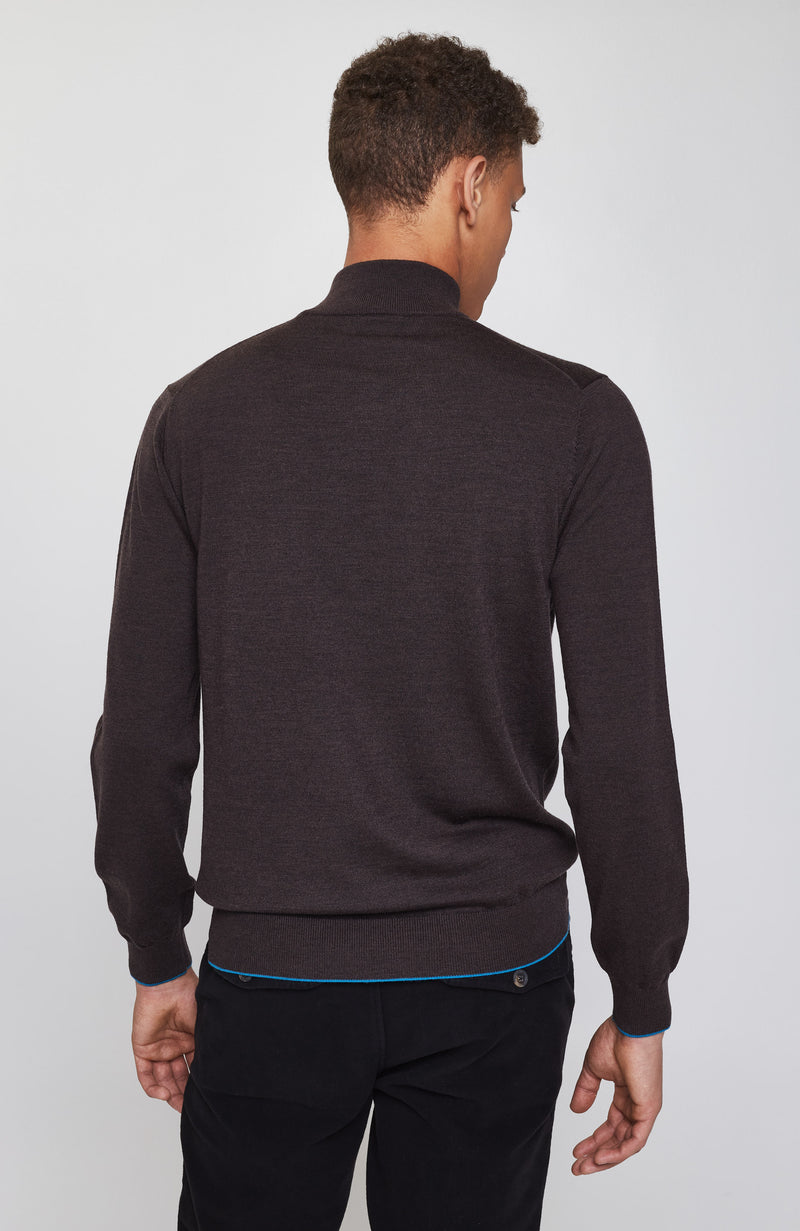 Half-zipped merino wool sweater