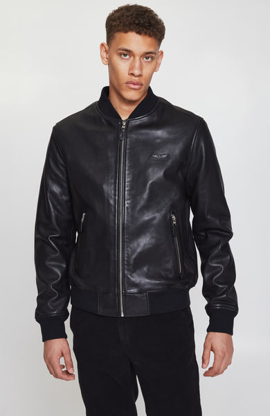 Leather bomber jacket