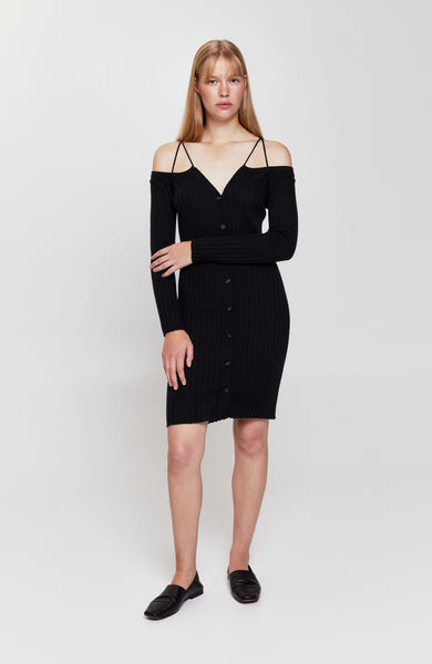 Open-shoulder ribbed cardigan CLARITA