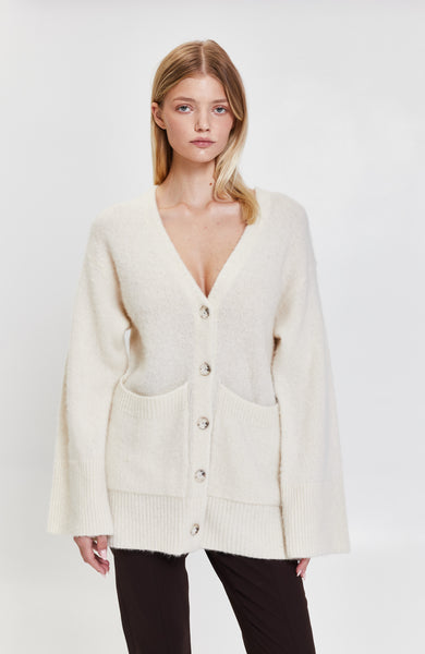 Textured wide-sleeve cardigan LINN