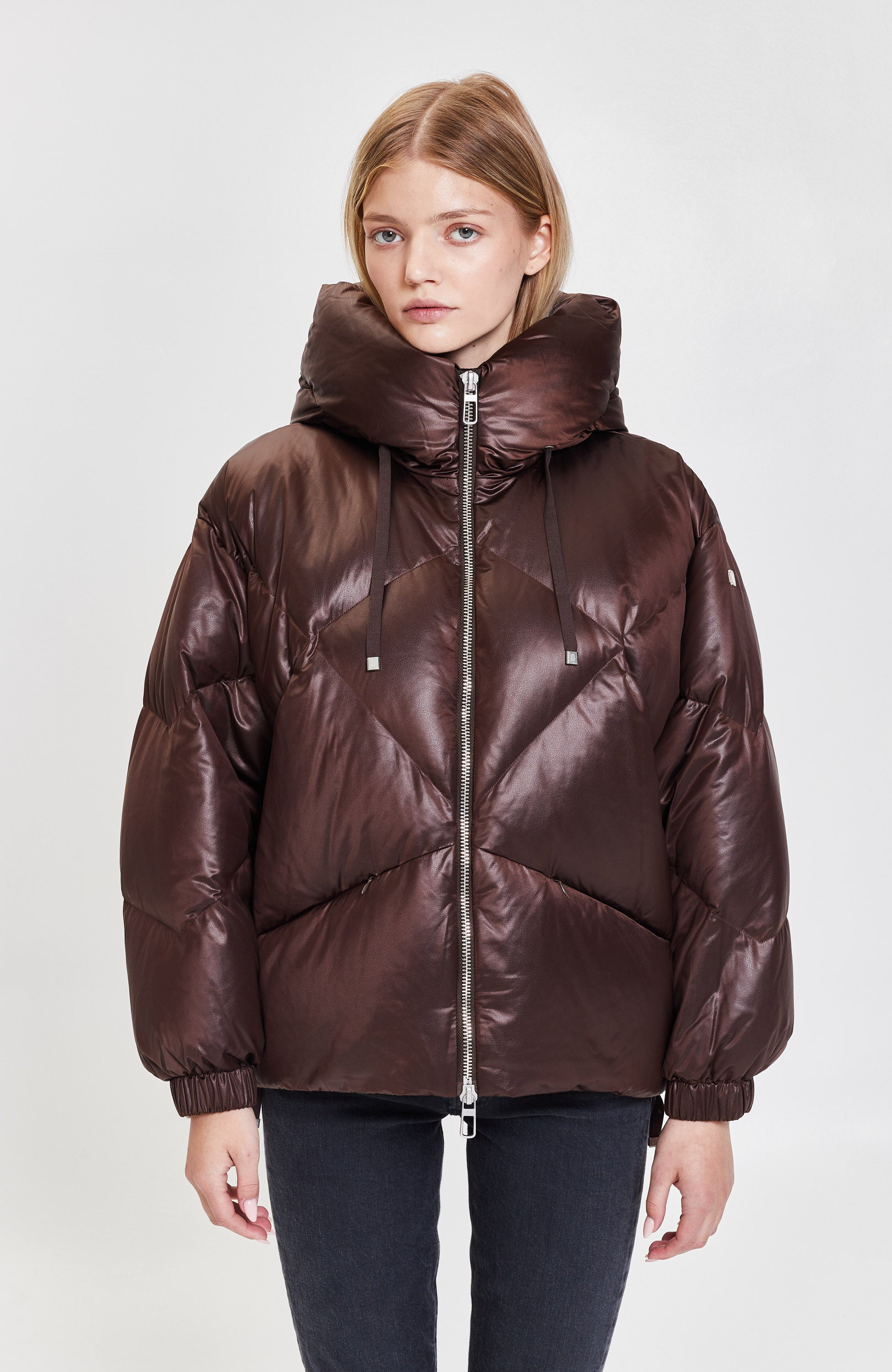 Oversize leatherette down jacket PEGGIE