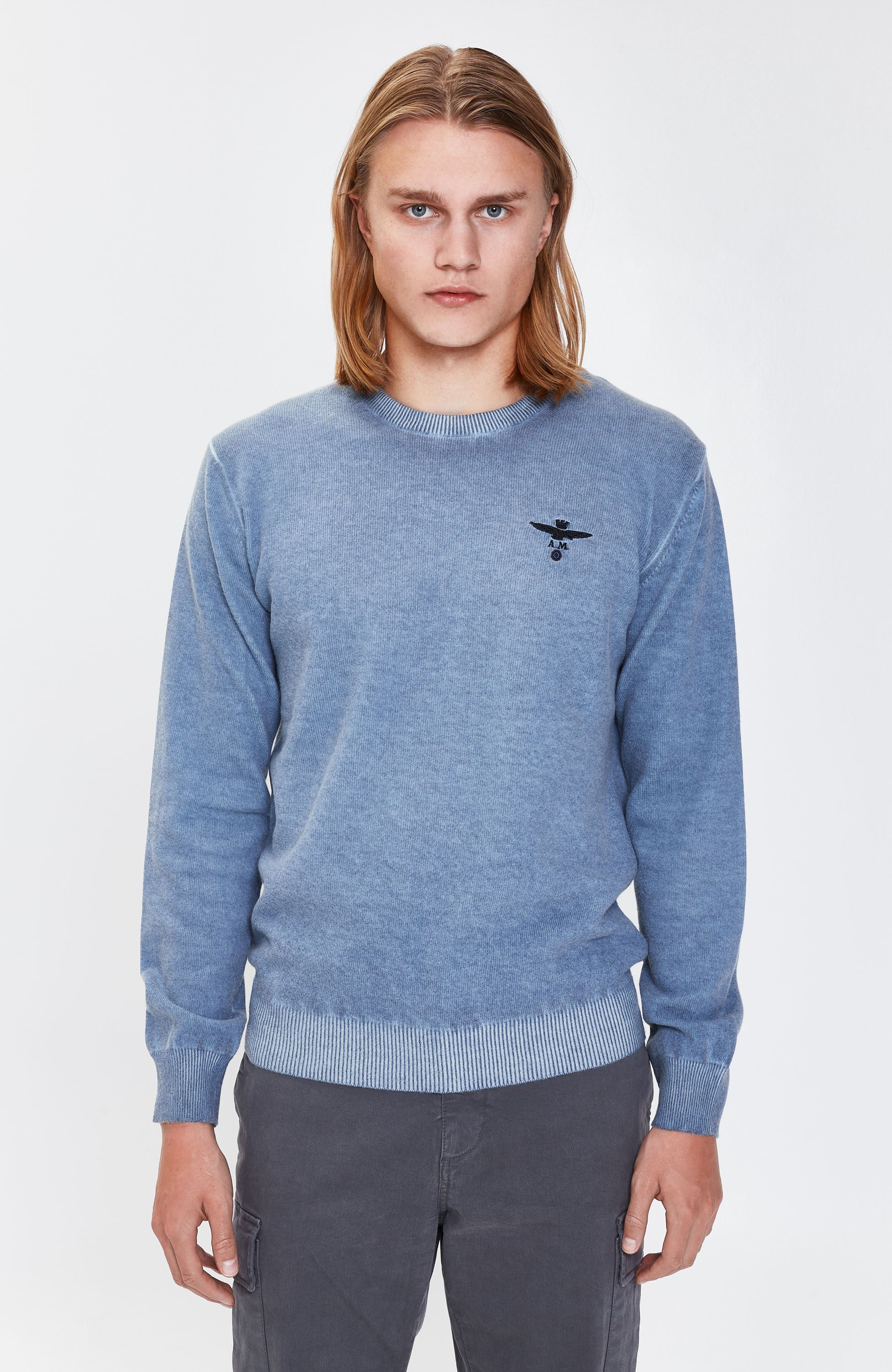 Washed-effect wool sweater