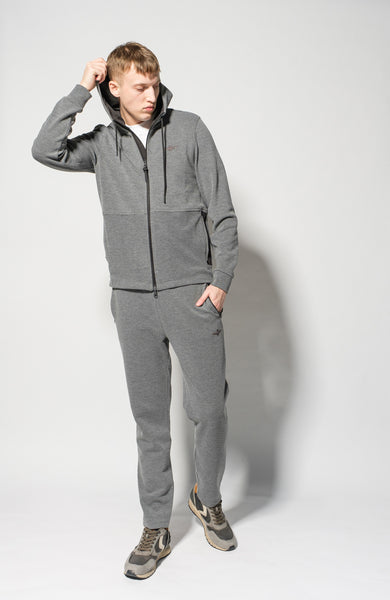 Textured hooded tracksuit set